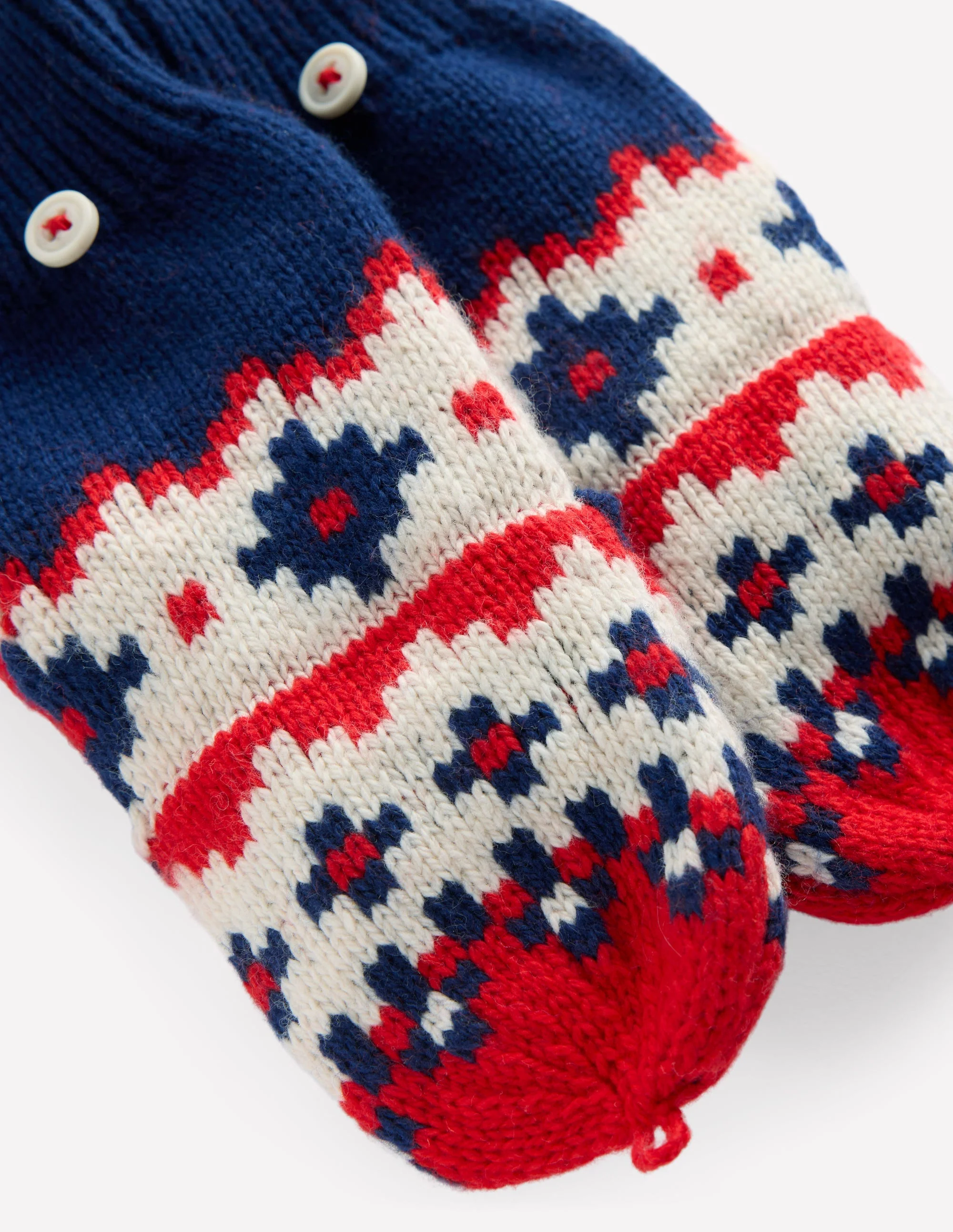 Fair-Isle-Fäustlinge-Schuluniform-Navy, Fair-Isle-Muster - Image 2