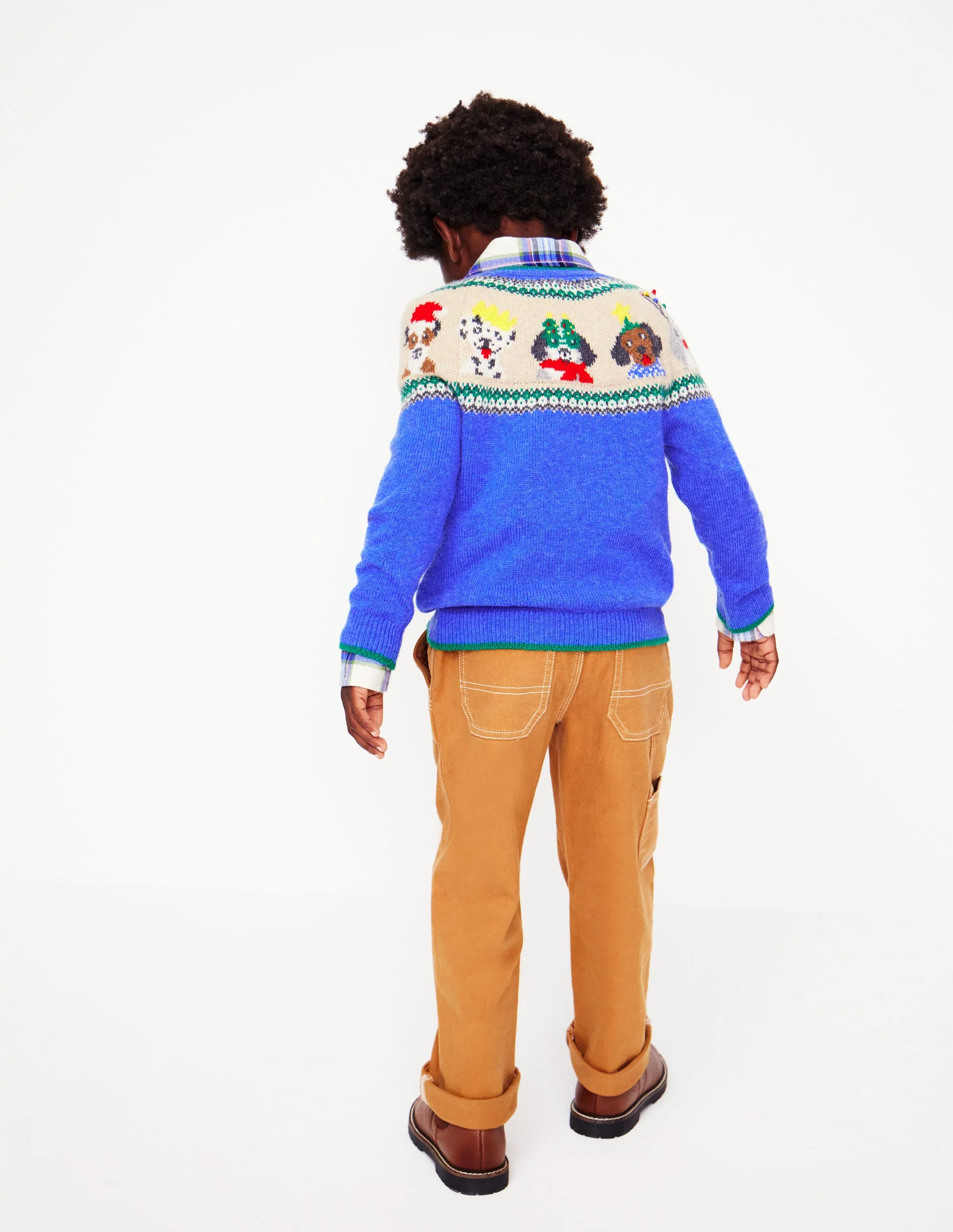 Fair-Isle-Pullover-Griechisches Blau Festtagshunde - Image 2