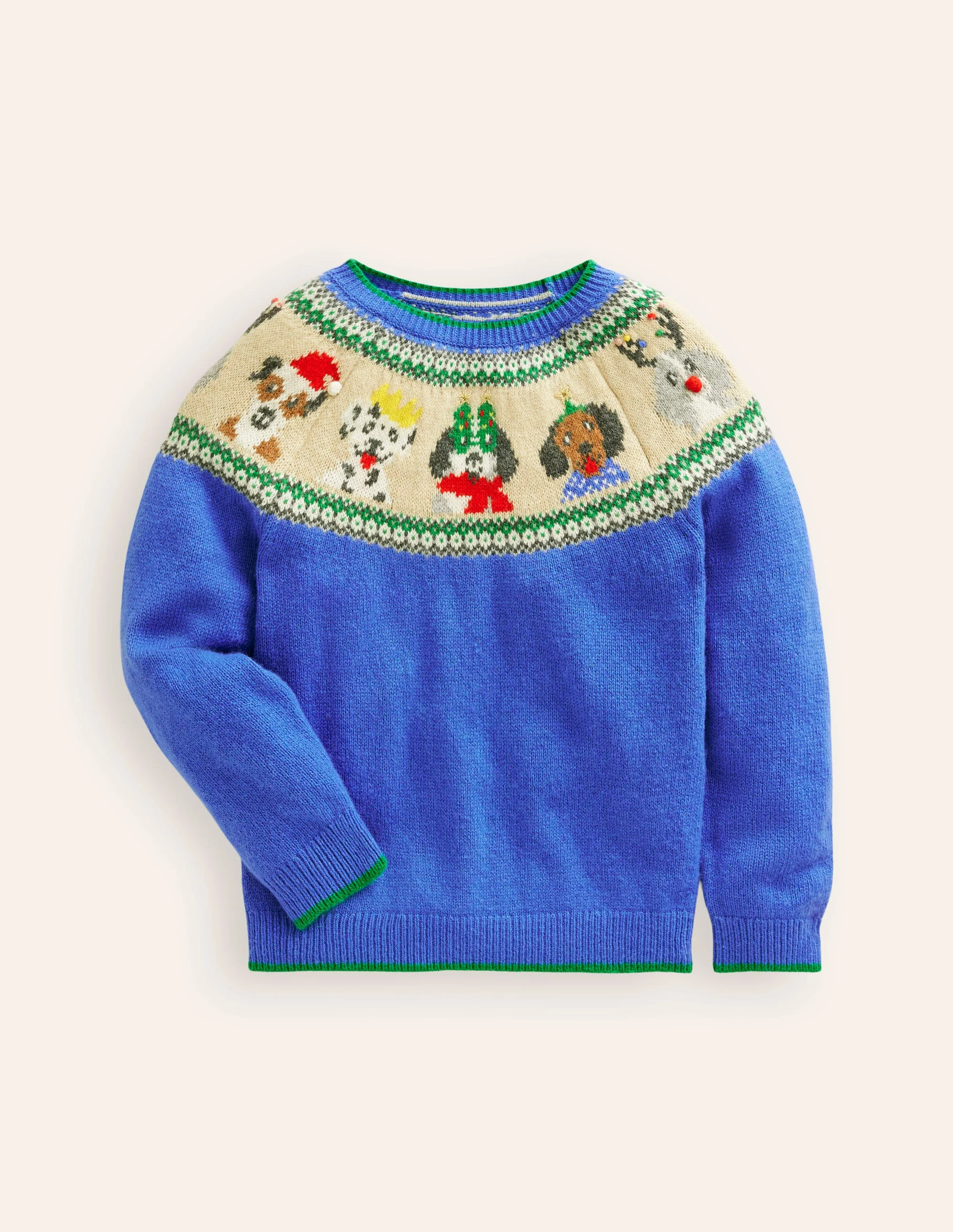 Fair-Isle-Pullover-Griechisches Blau Festtagshunde - Image 4