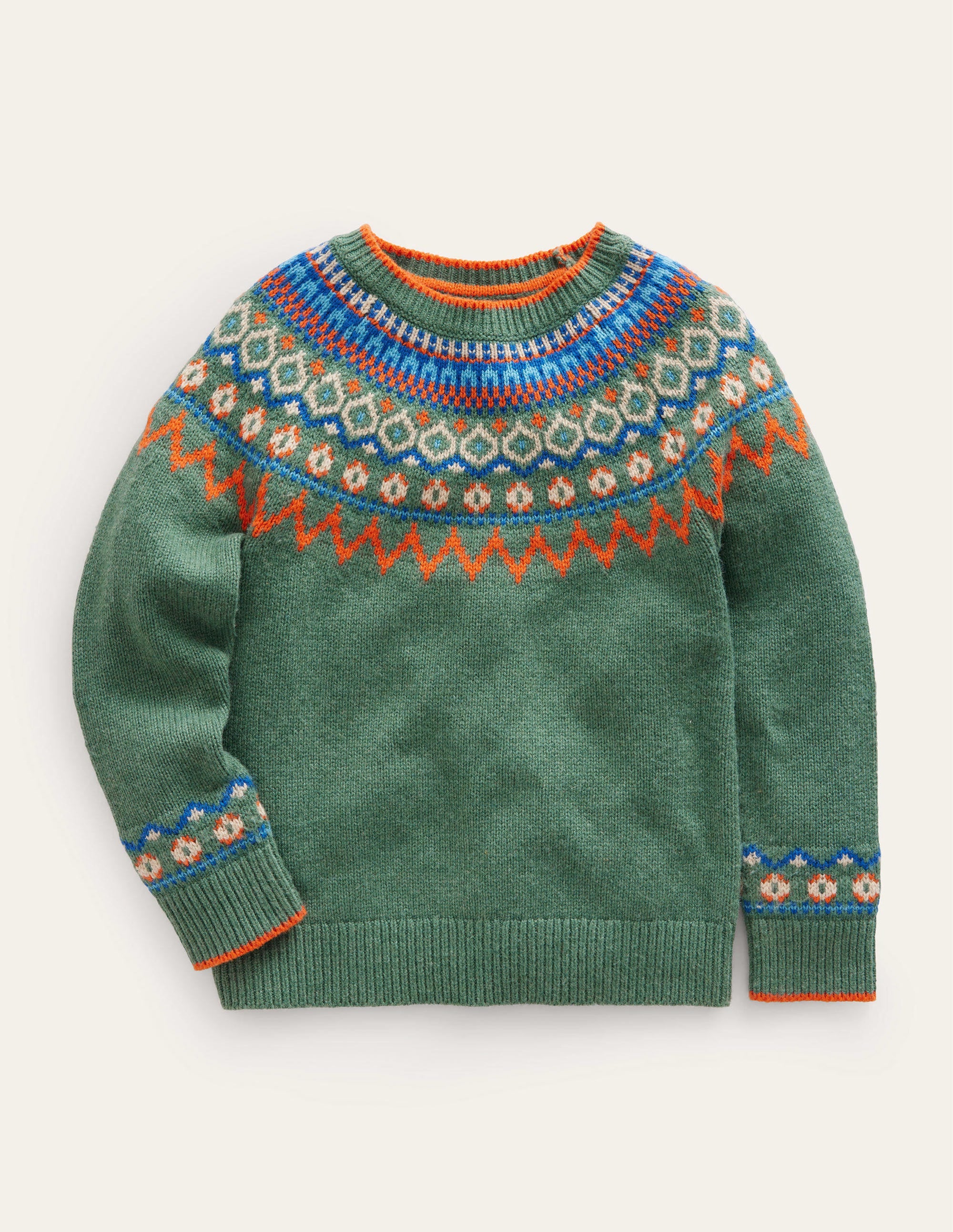 Fair-Isle-Pullover mit Muster-Monster-Grün Meliert