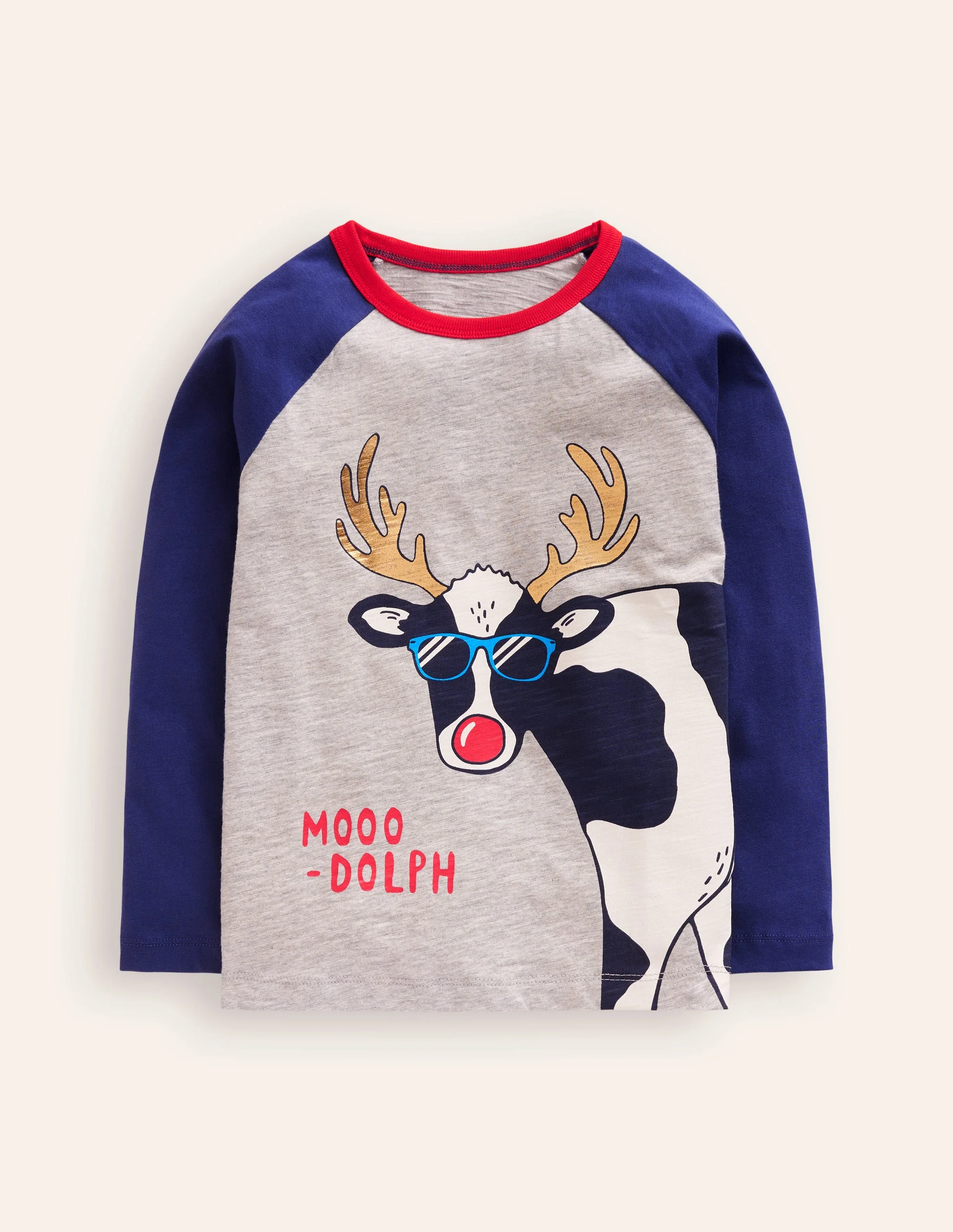 Festliches Raglan-T-Shirt-Grau Meliert Moo-Delph
