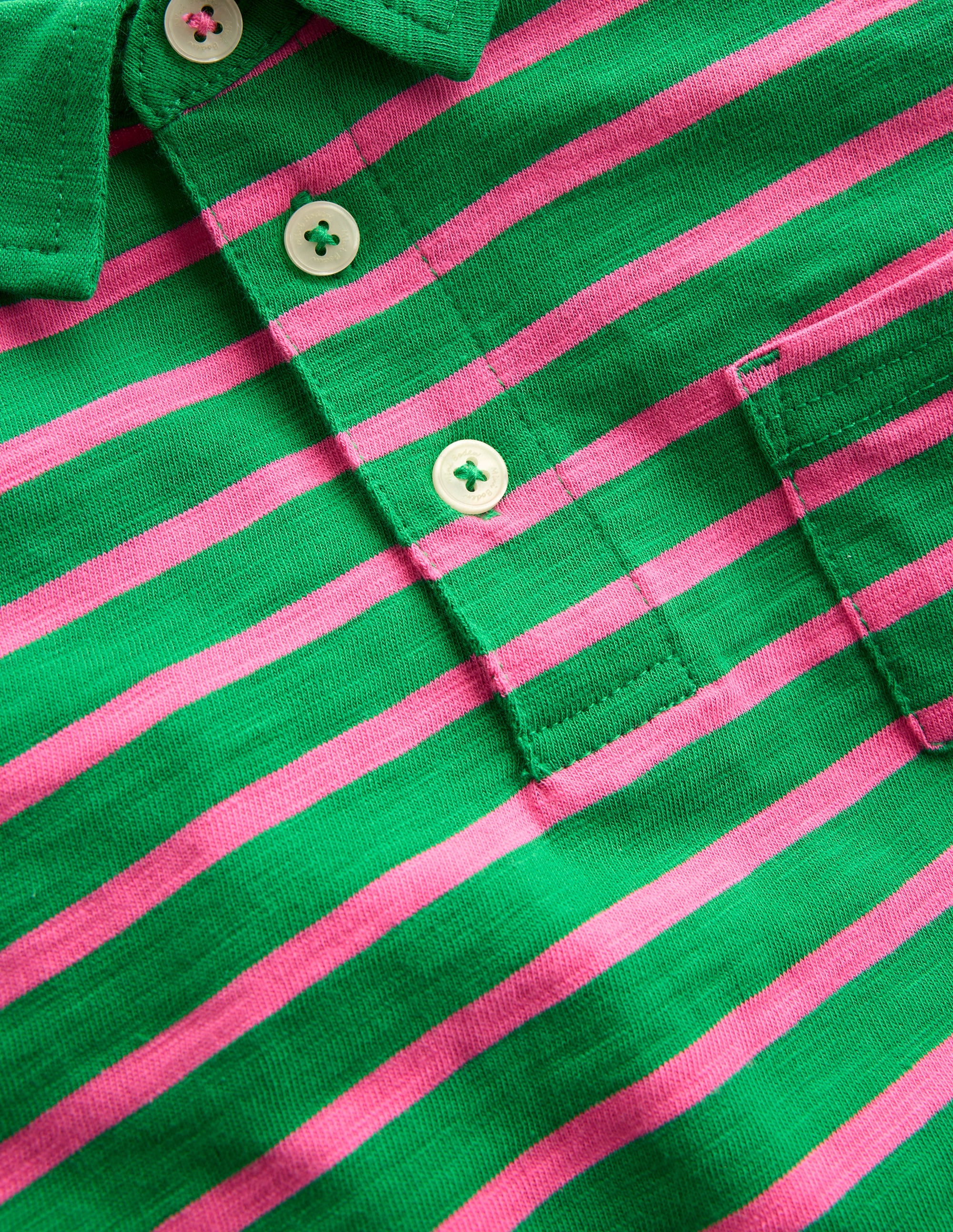 Flammgarn-Polohemd-Sattes Smaragdgrün/Sorbet-Rosa - Image 3