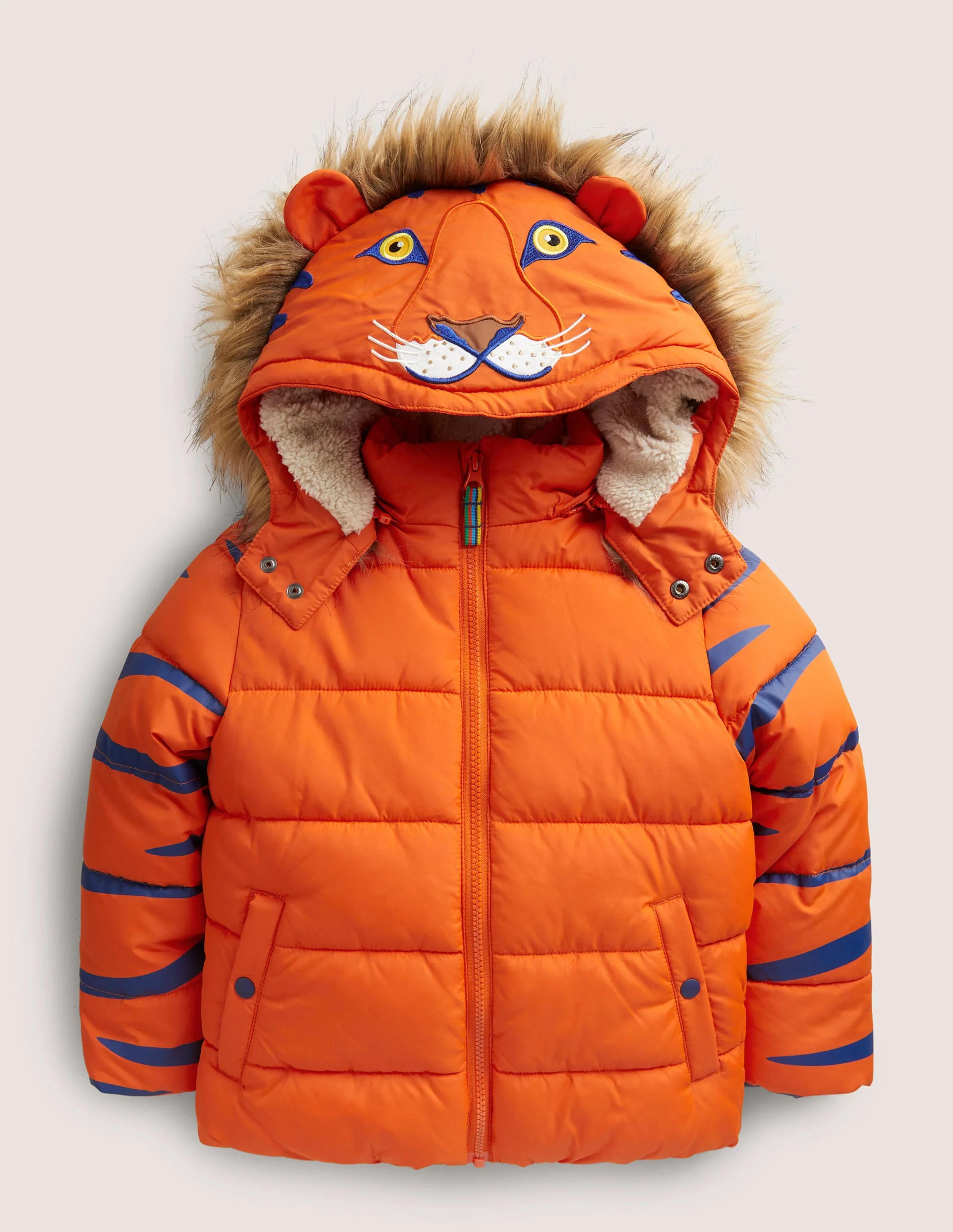 Fröhliche wattierte Jacke-Mandarinenorange, Tiger