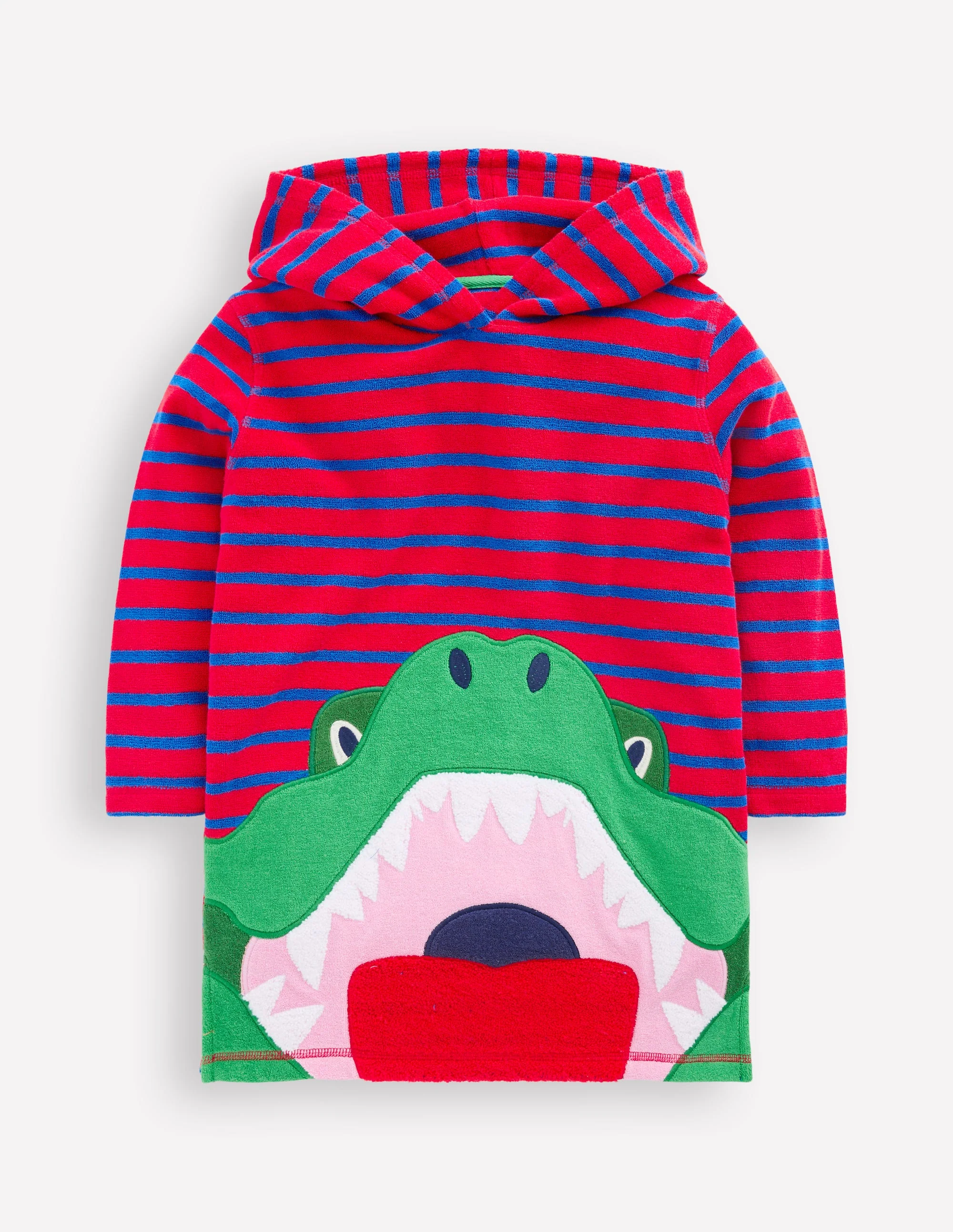 Frottee-Badeponcho mit Applikation-Galerie-Blau/Mohnblumenrot Krokodil