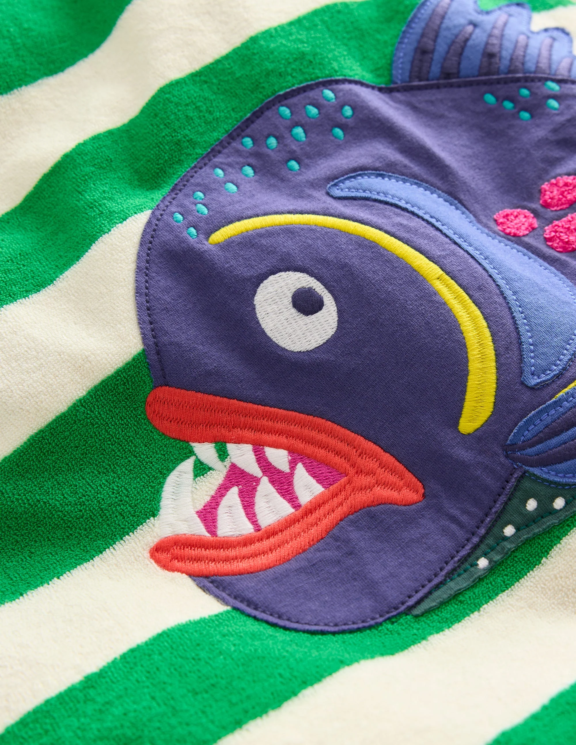 Frottee-Badeponcho mit Applikation-Grün/Natuweiß Streifen - Image 3