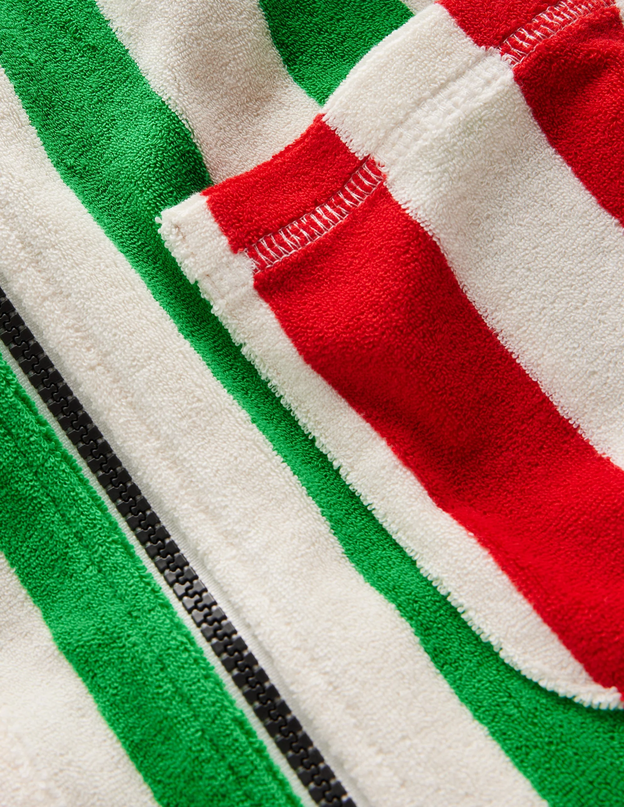 Frottee-Badeponcho mit Reißverschluss-Highland-Grün Blockfarben - Image 3