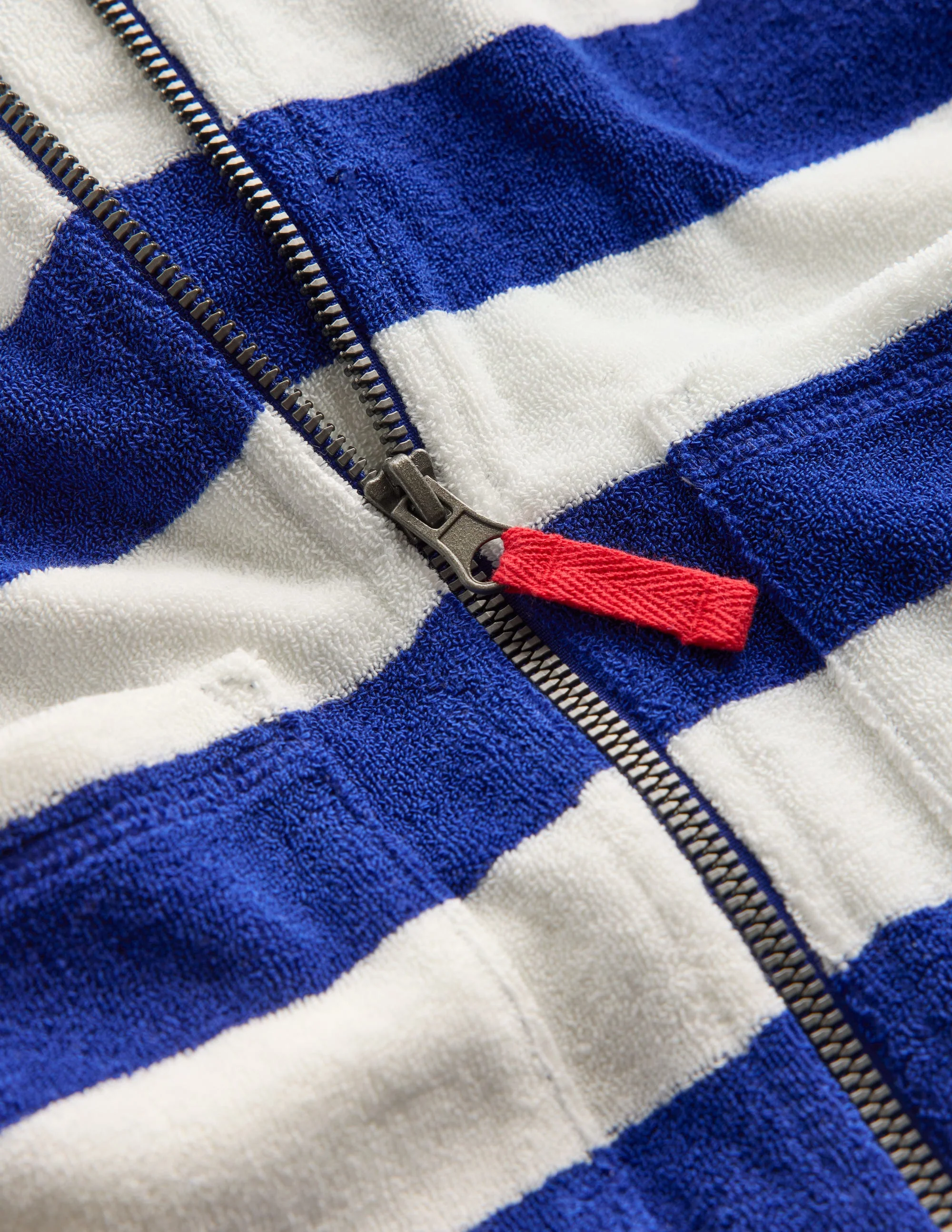 Frottee-Badeponcho mit Reißverschluss-Saphirblau Streifen - Image 3