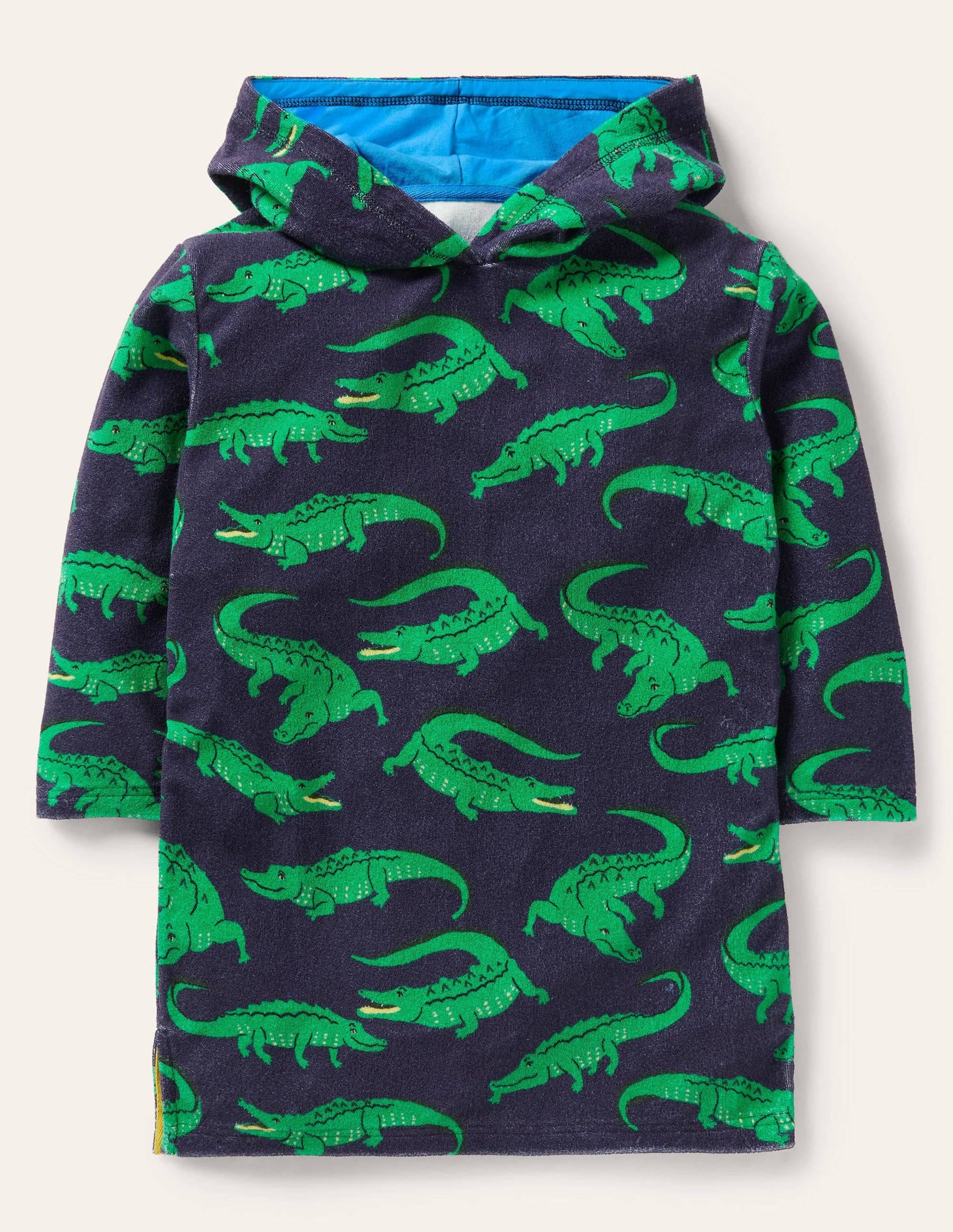 Frottee-Badeponcho-Schuluniform-Navy, Krokodile