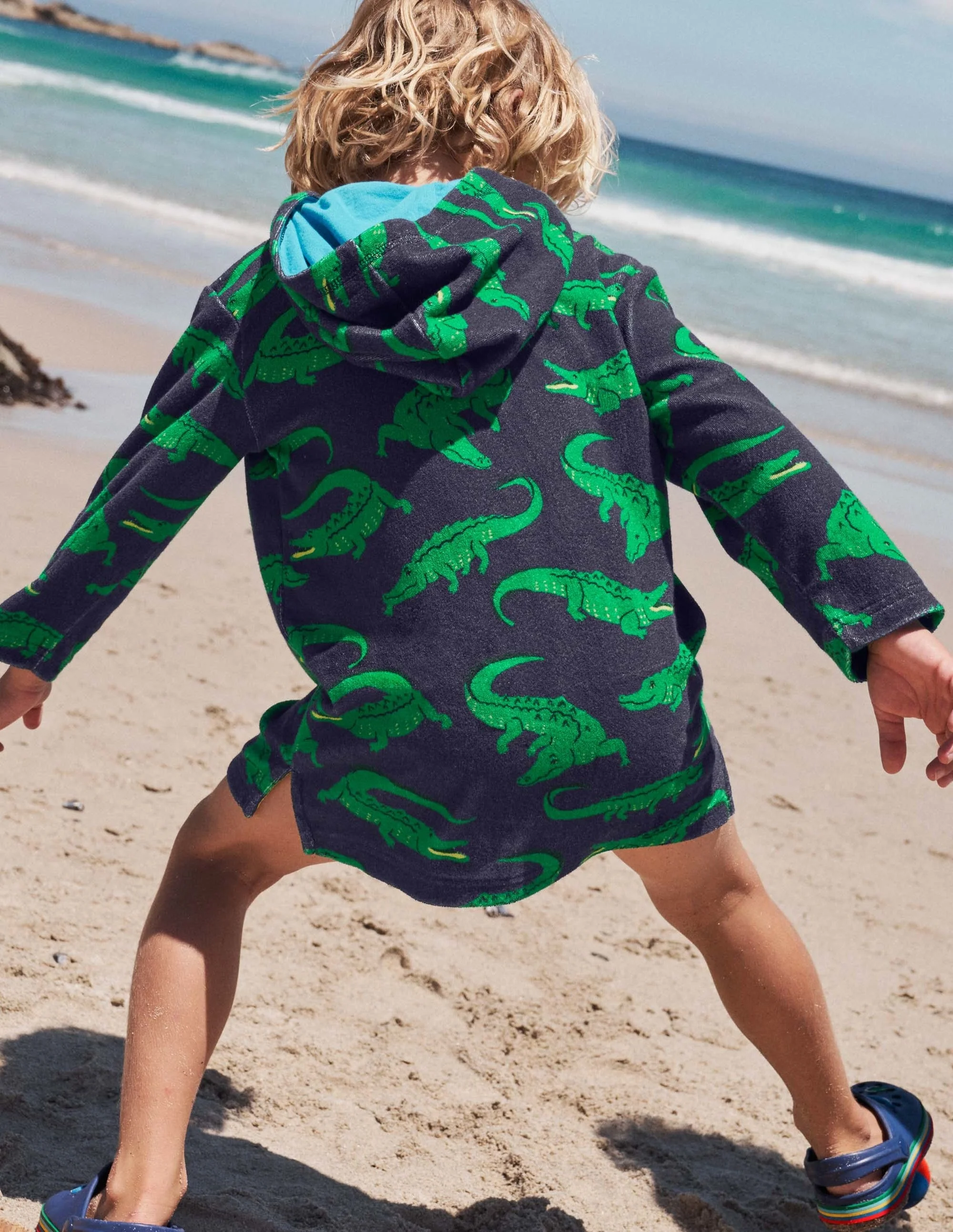 Frottee-Badeponcho-Schuluniform-Navy, Krokodile - Image 5