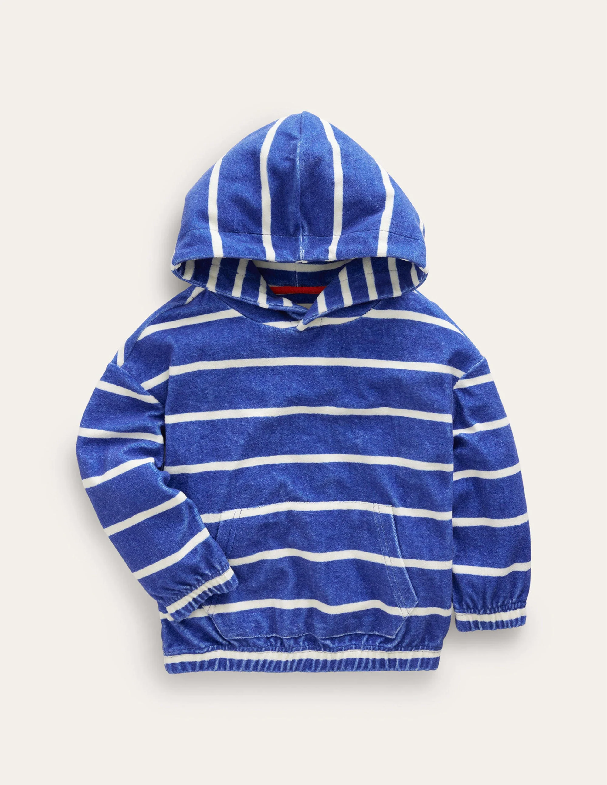 Frottee-Hoodie-Saphirblau/Naturweiß Gestreift