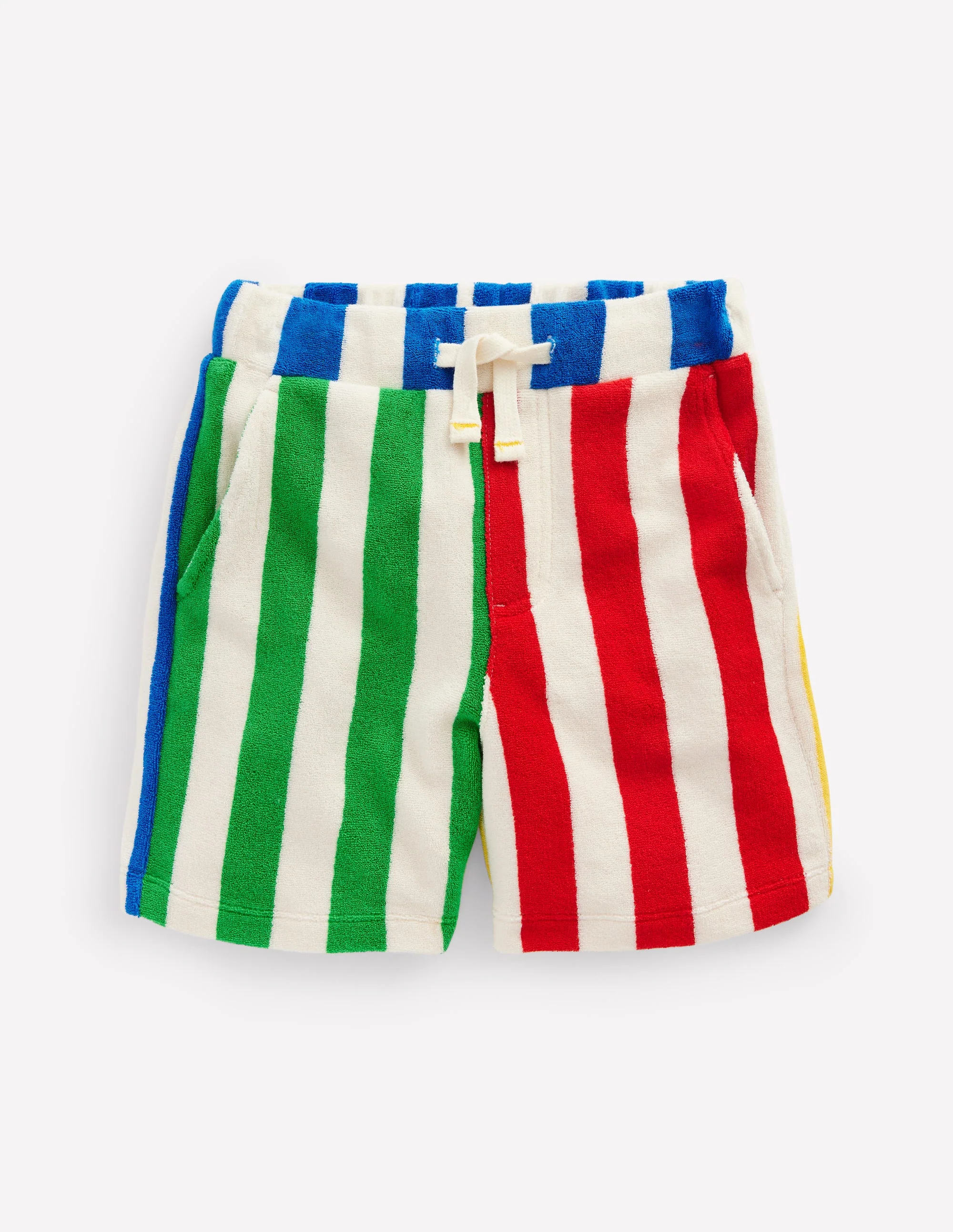 Frottee-Shorts-Fiesta-Orange und Directoire-Blau Streifen