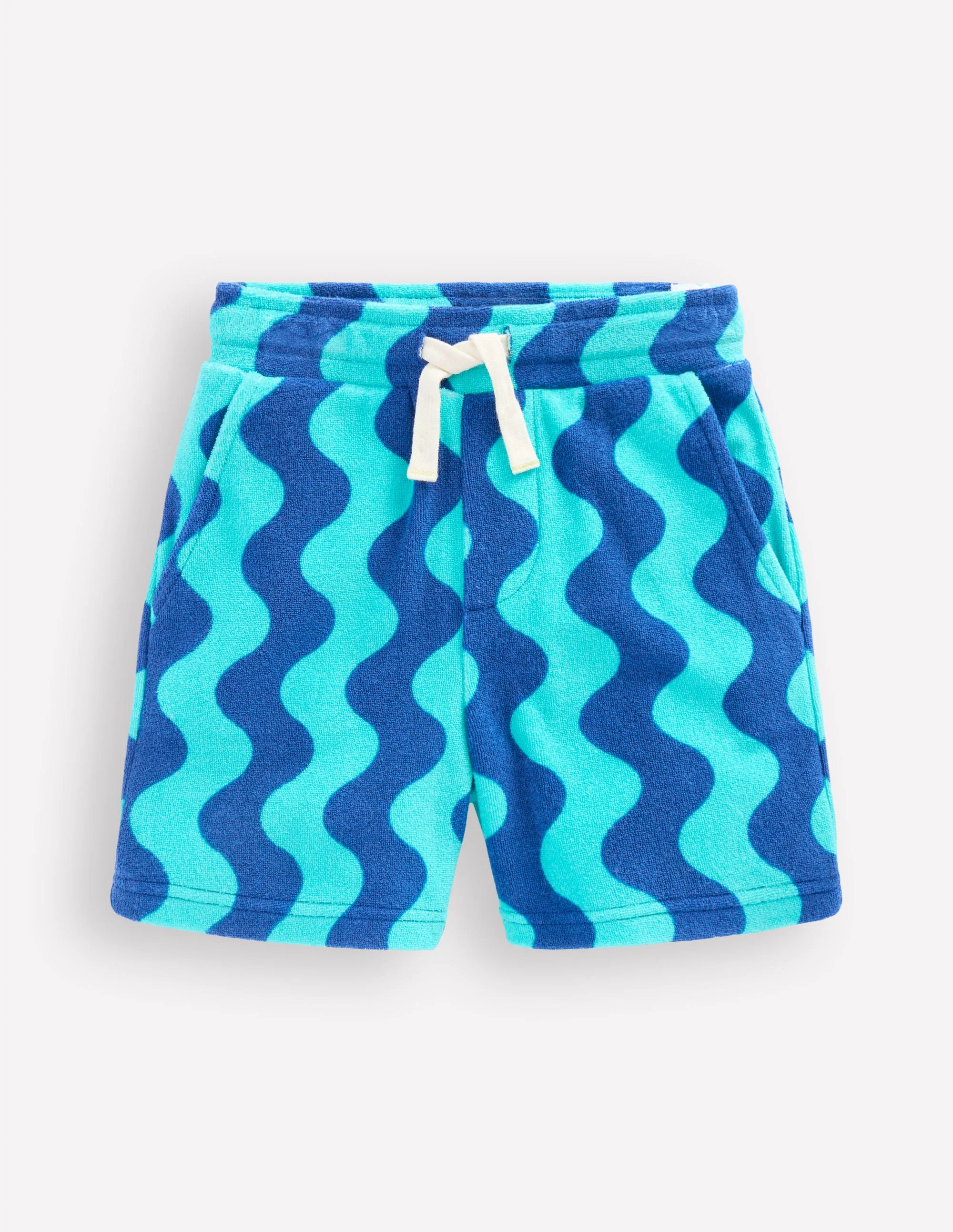 Frottee-Shorts-Saphirblau Wellen