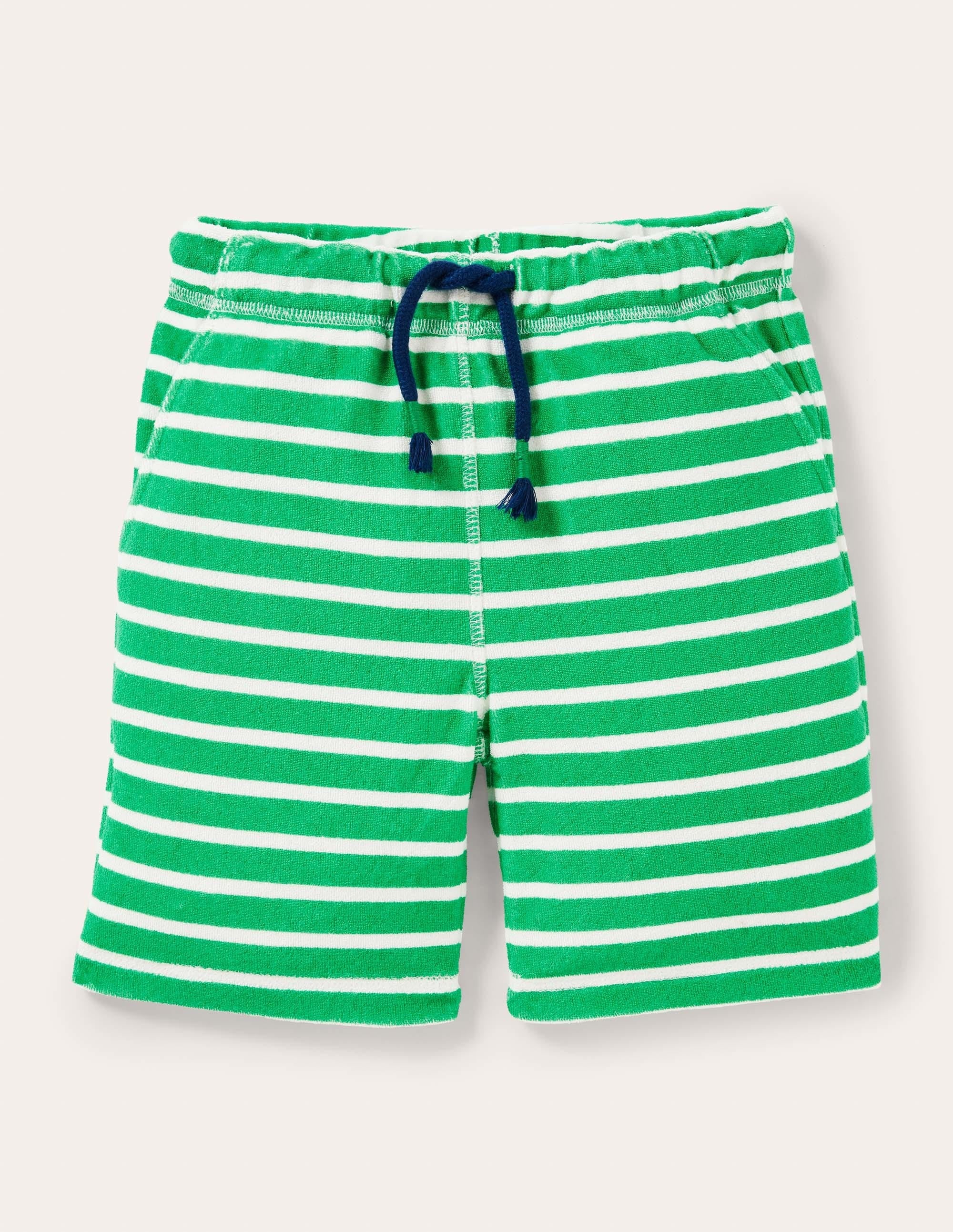 Frottee-Sweatshorts-Paprikagrün/Naturweiß
