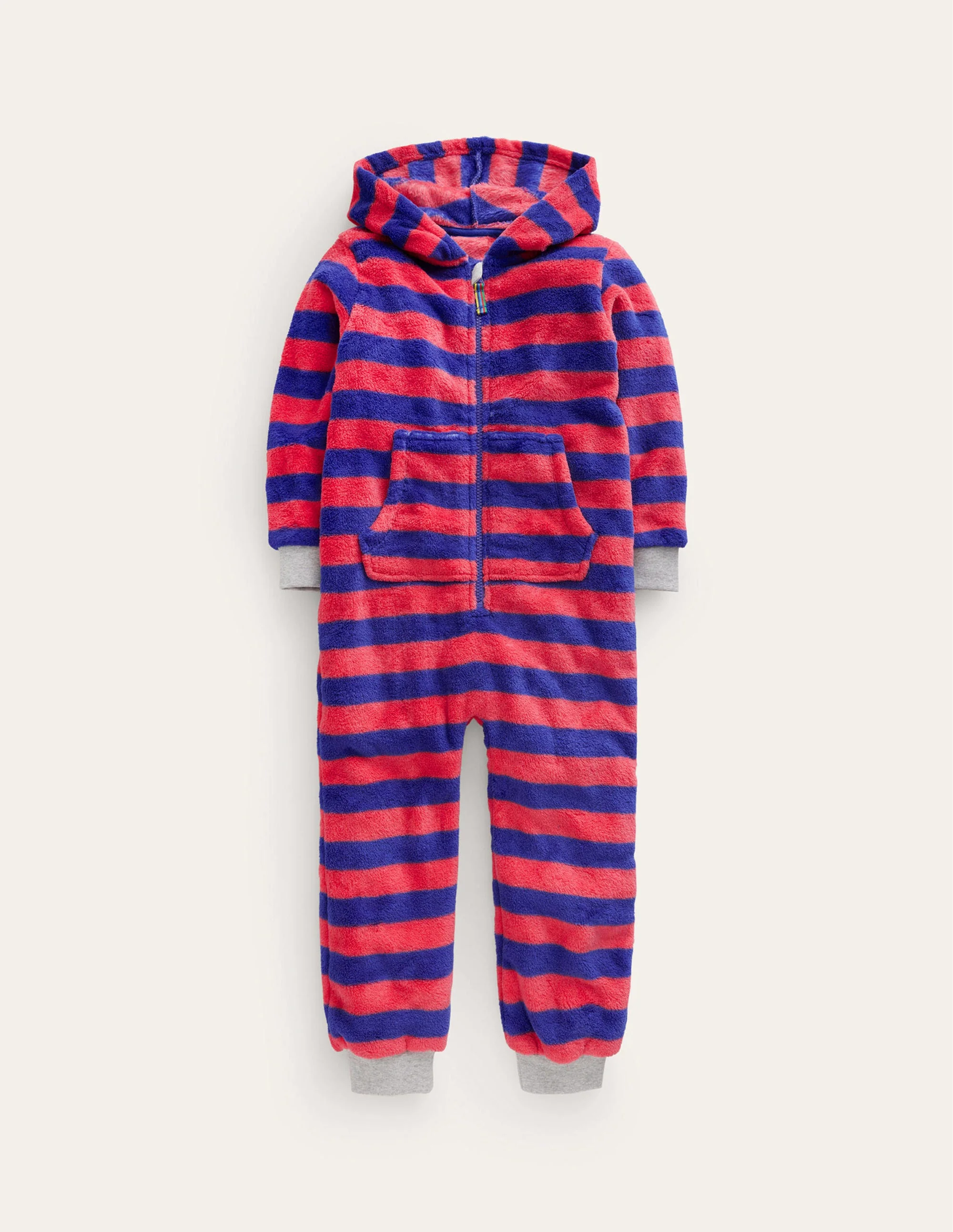 Gemütlicher Einteiler aus Fleece-Marmeladenrot/Saphirblau