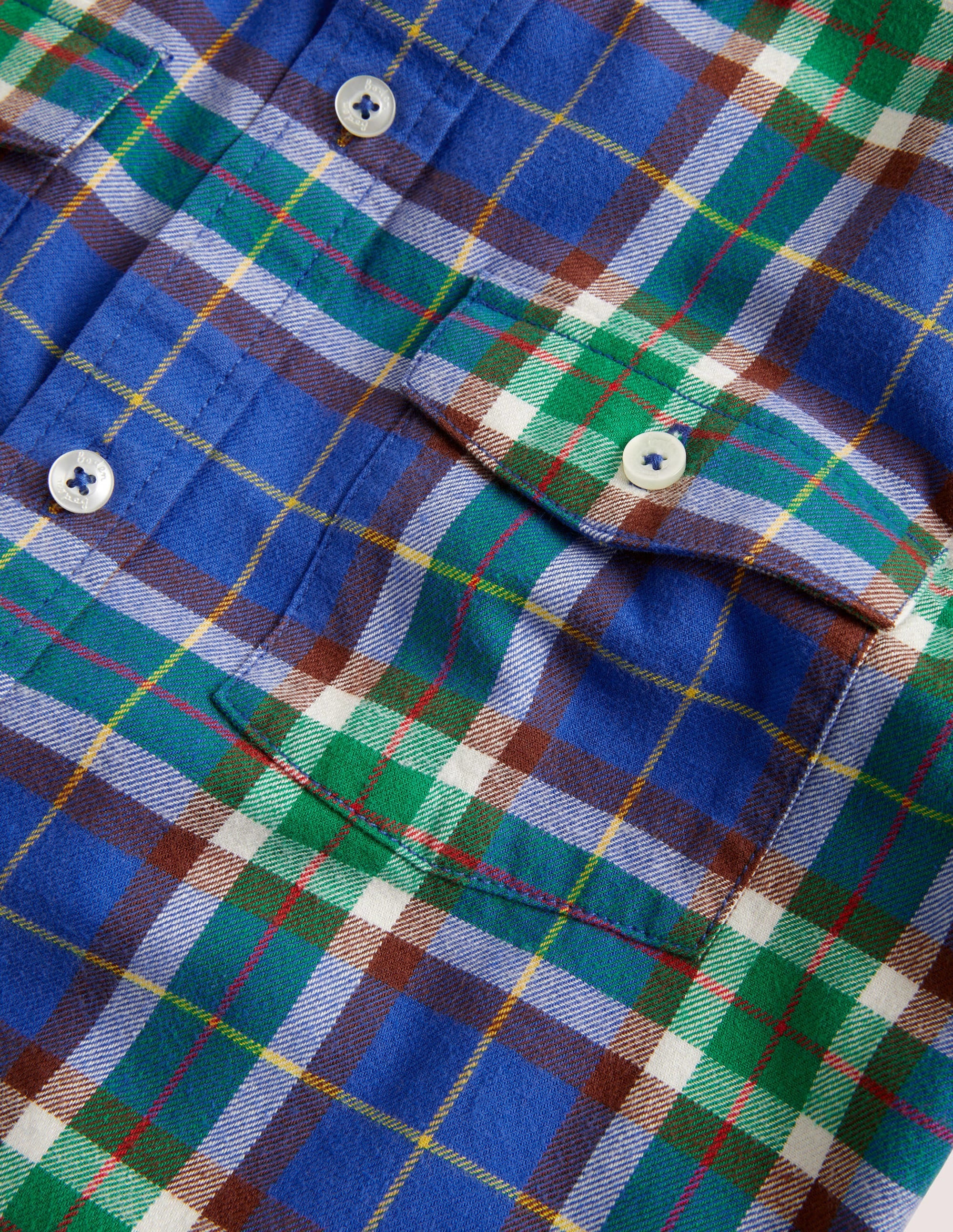 Gemütliches gebürstetes Karohemd-Dunkelgrün/Blau, Kariert - Image 3