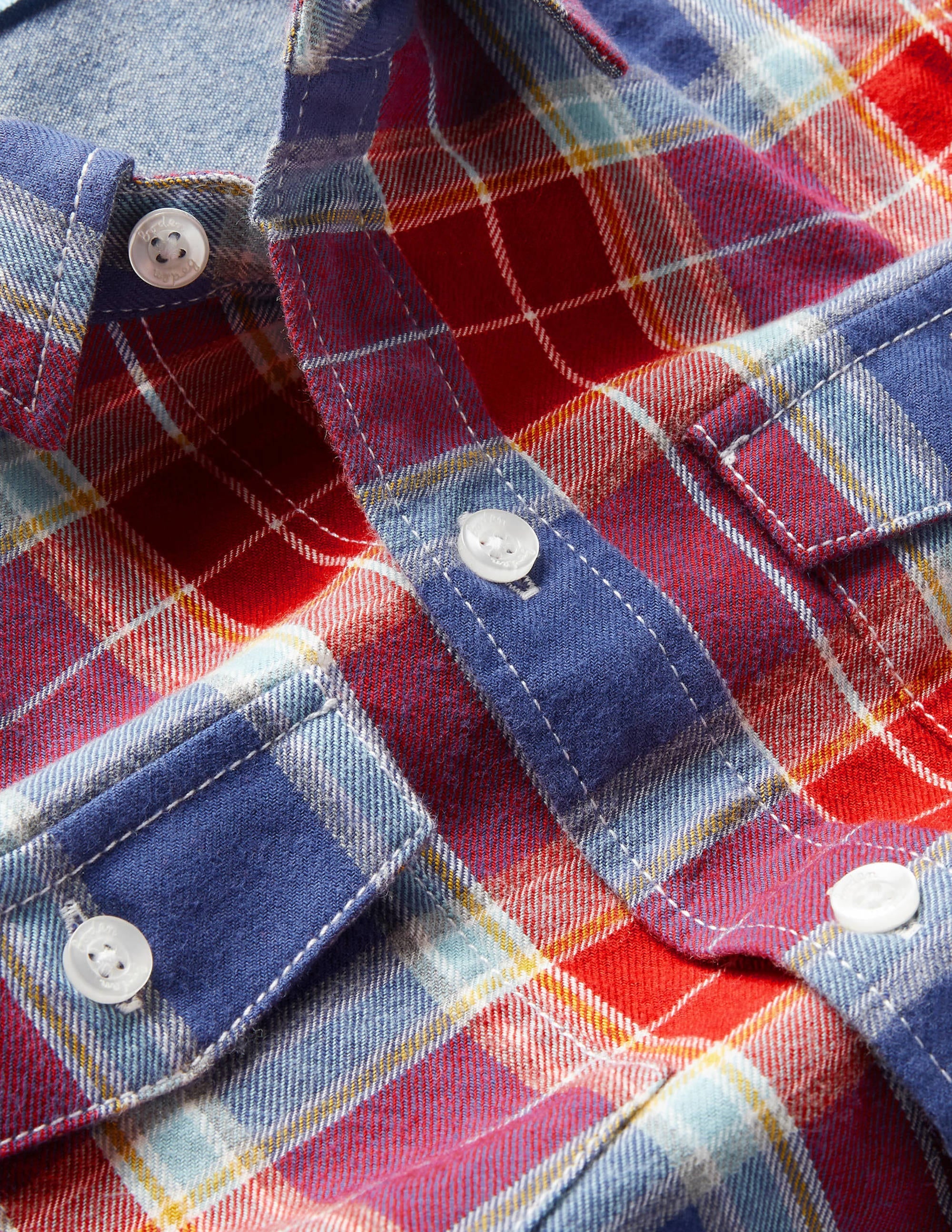 Gemütliches gebürstetes Karohemd-Rockabilly-Rot/Segelblau - Image 3