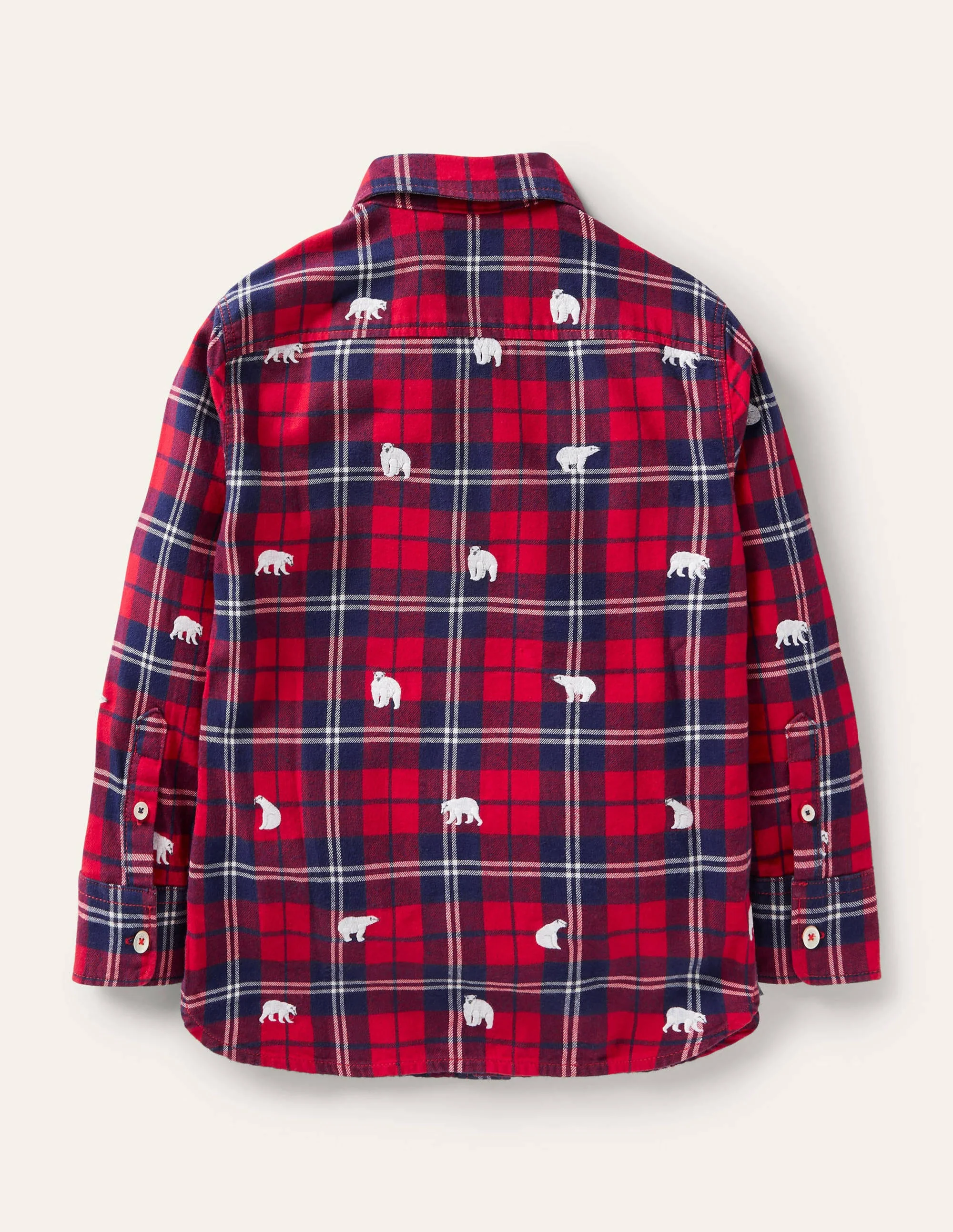 Gemütliches Karohemd mit Stickereien-Rockabilly-Rot/Navy, Eisbär - Image 2