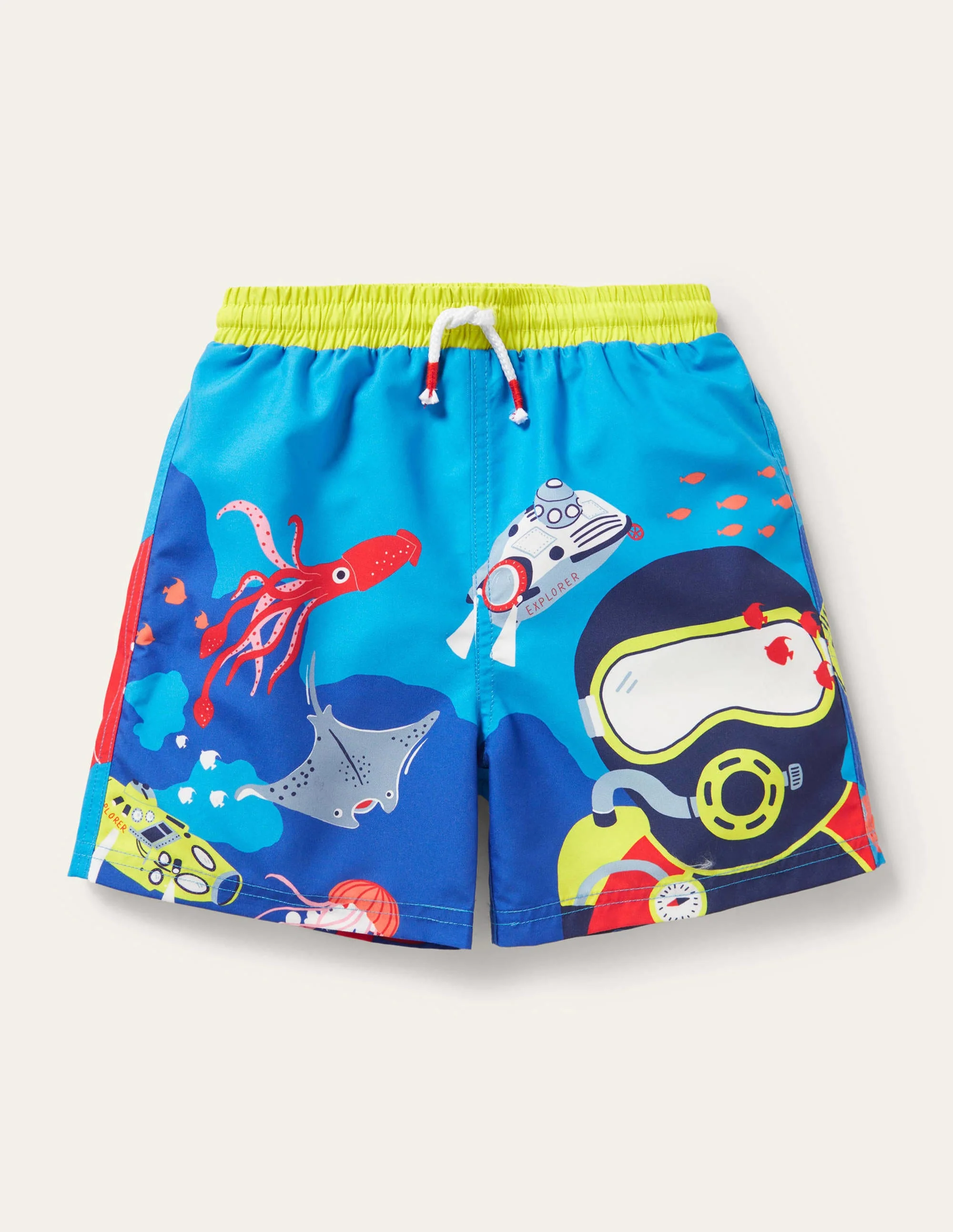 Gemusterte Badeshorts-Marokkoblau, Tiefseetaucher