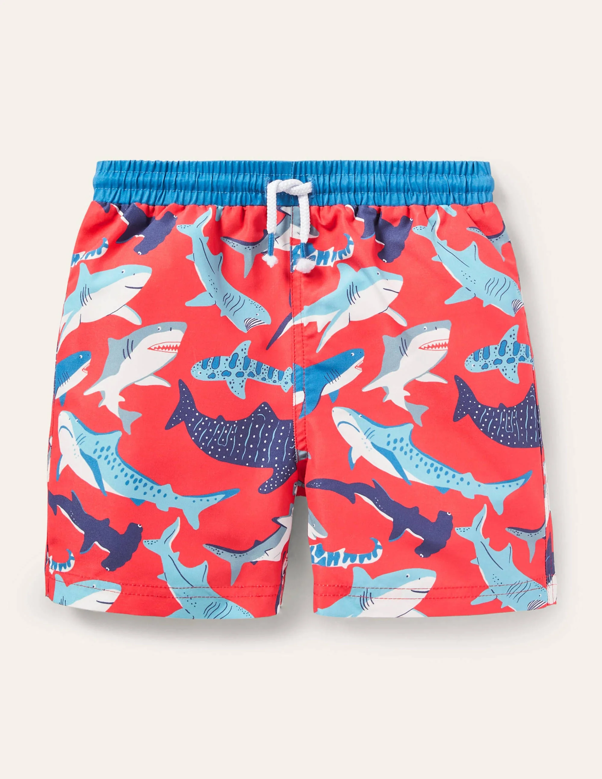 Gemusterte Badeshorts-Zartes Rot, Haie
