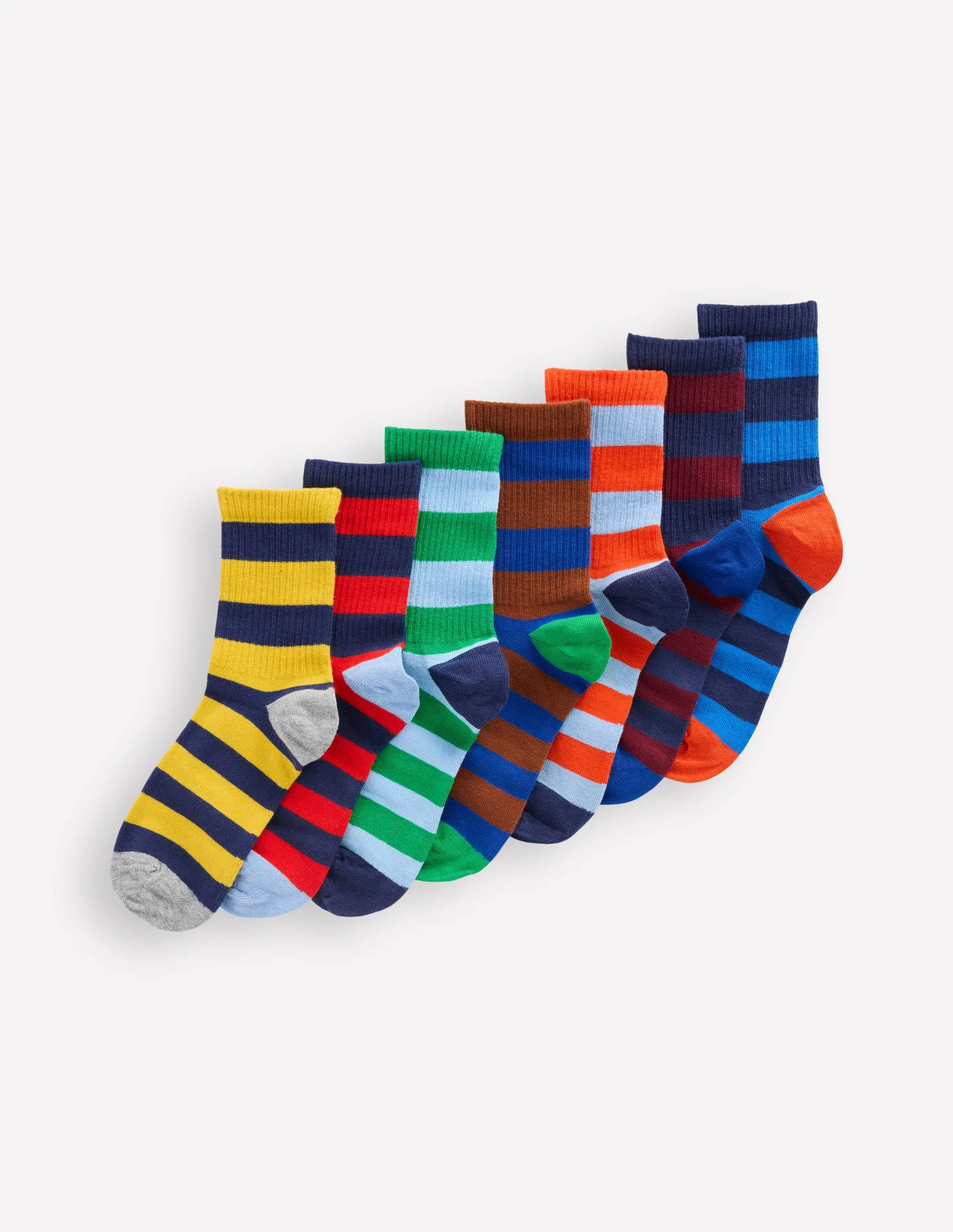Gerippte Socken im 7er-Pack-Ackerbohnengrün/Pink, Gestreift