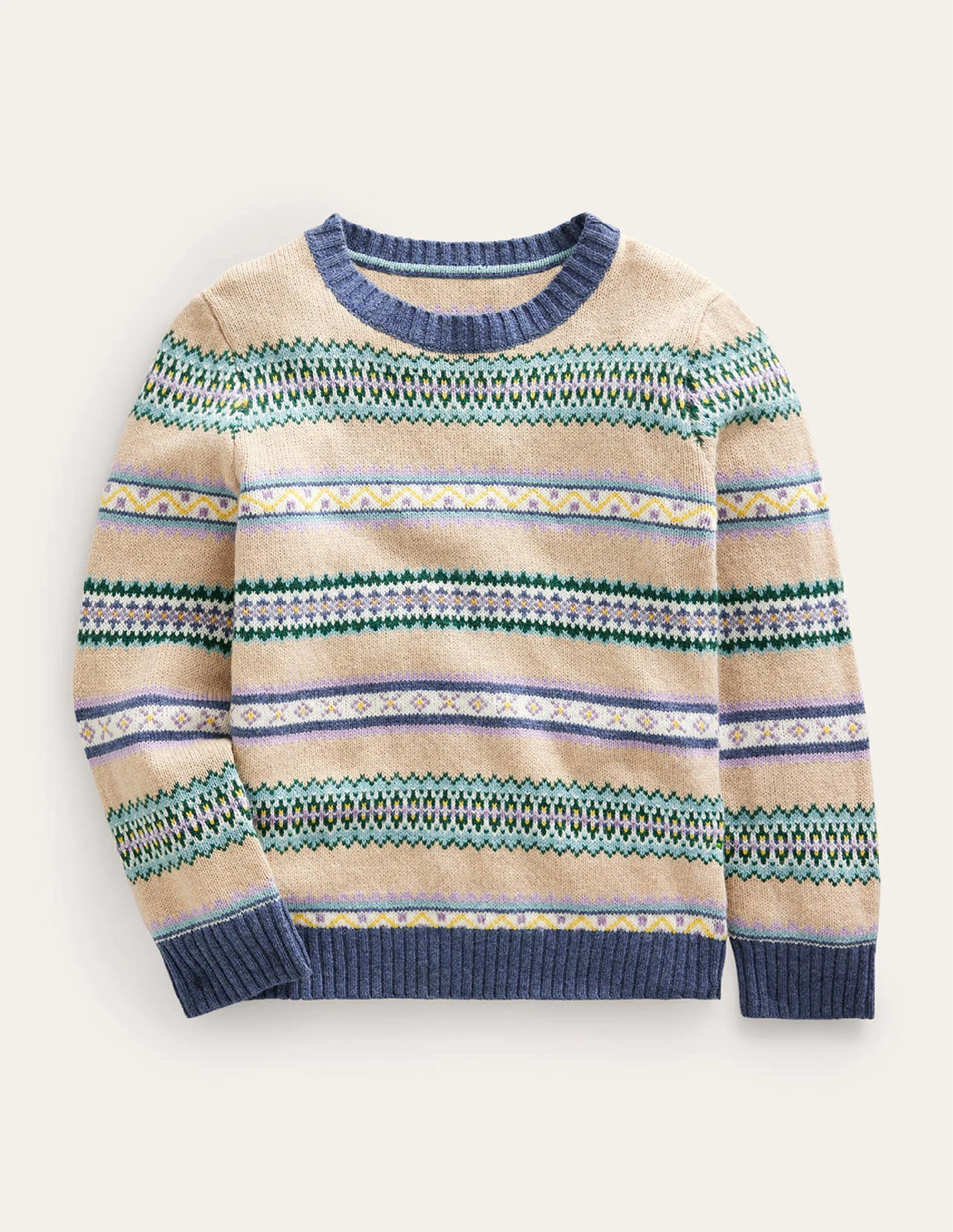 Gestreifter Fair-Isle-Pullover mit Rundhalsausschnitt-Weich Bunt Gestreift