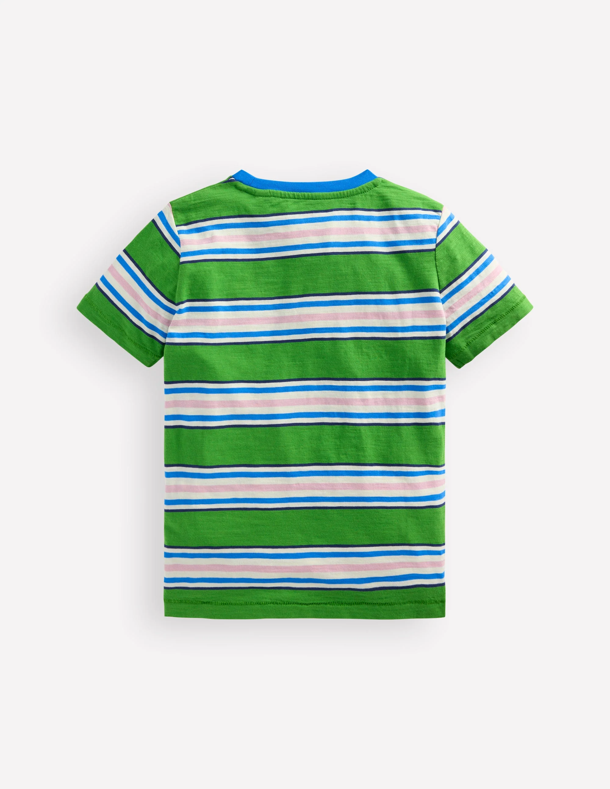 Gestreiftes T-Shirt mit Tasche-Limettensaftgrün/Himmelblau - Image 2
