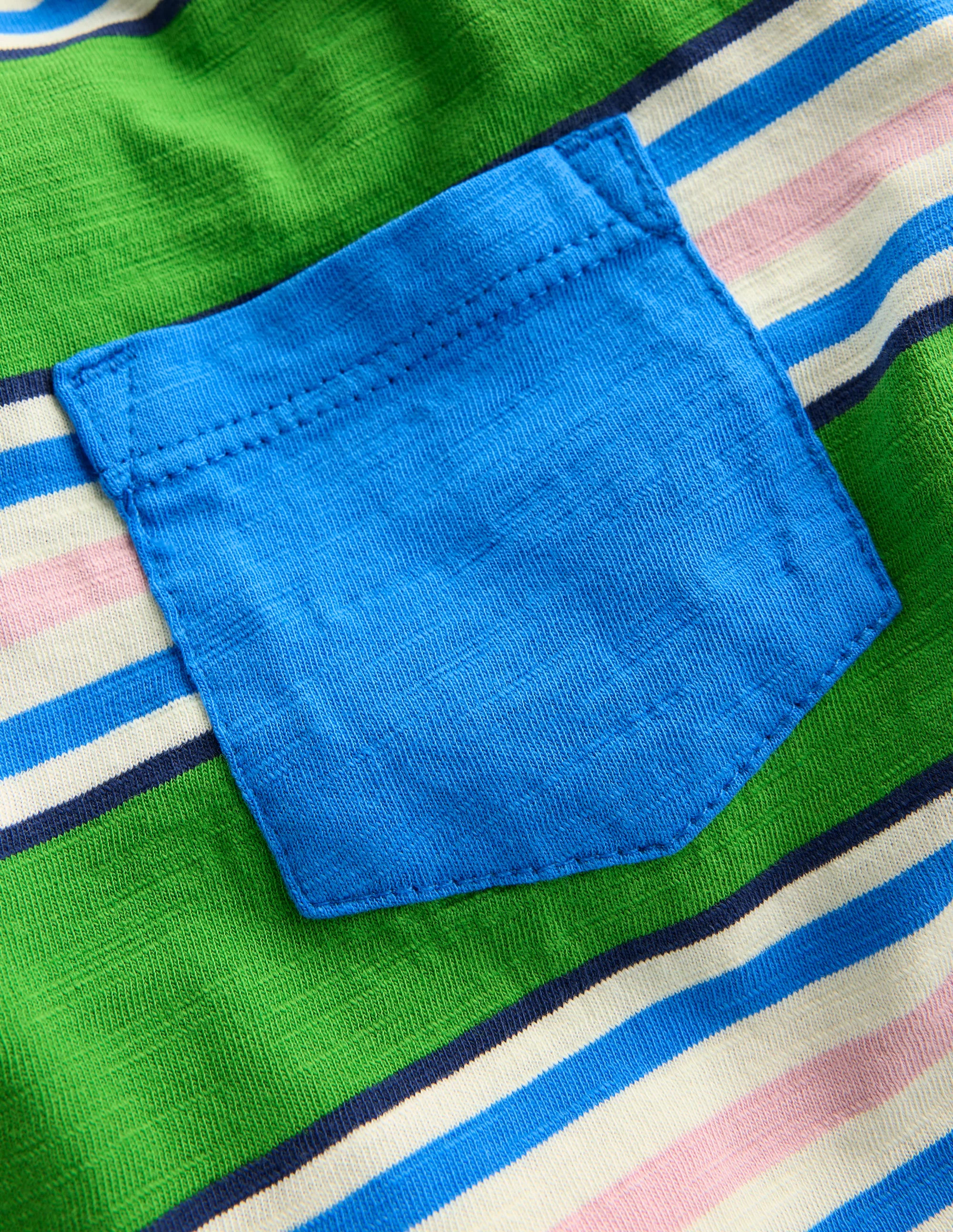 Gestreiftes T-Shirt mit Tasche-Limettensaftgrün/Himmelblau - Image 3