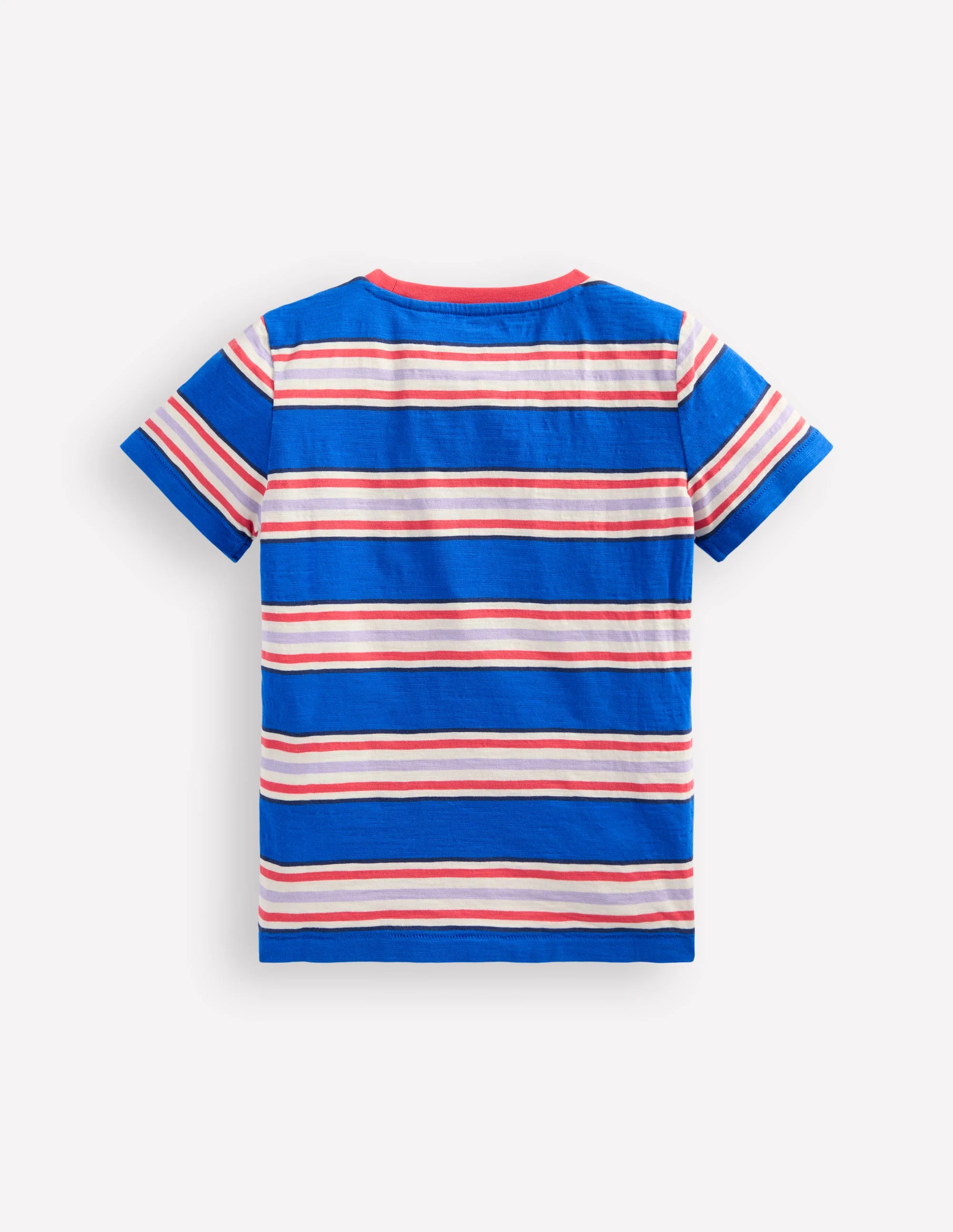 Gestreiftes T-Shirt mit Tasche-Prinzessinnenblau und Cayenne - Image 2
