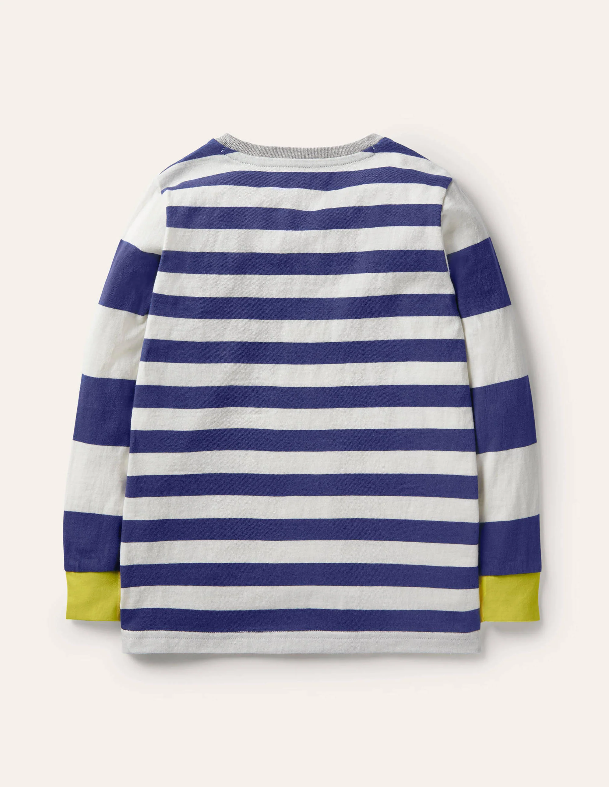 Gestreiftes T-Shirt mit Tierapplikation-Schuluniform-Navy/Naturweiß, Frosch - Image 2