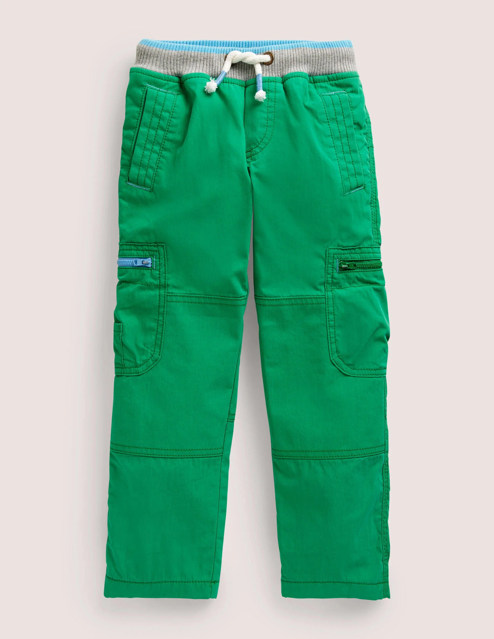 Green Draw String Cargo Trousers-Schottengrün