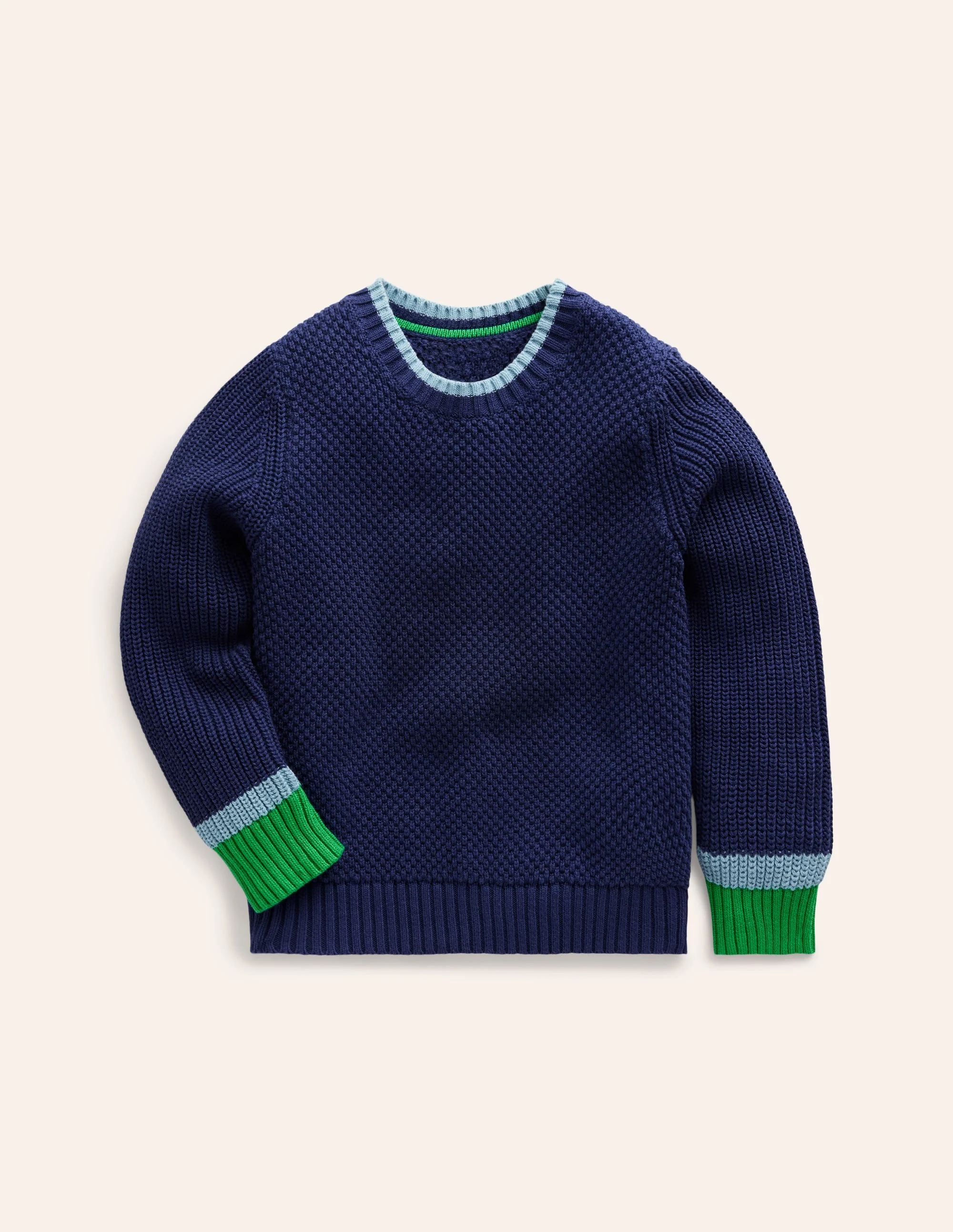 Grob gestrickter Baumwollpullover-Schuluniform-Marineblau