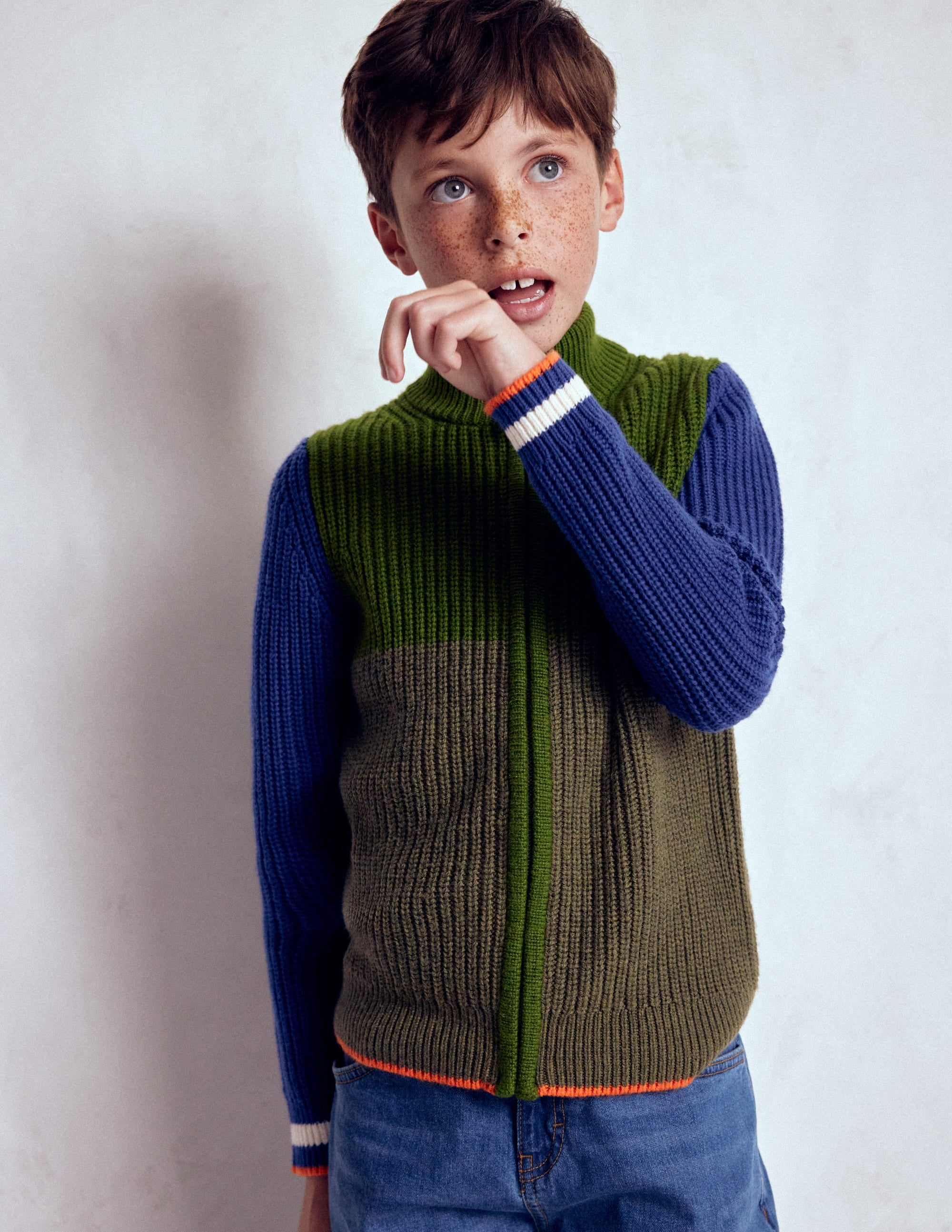 Grobstrickpullover mit Reißverschluss-GRÜN - Image 3