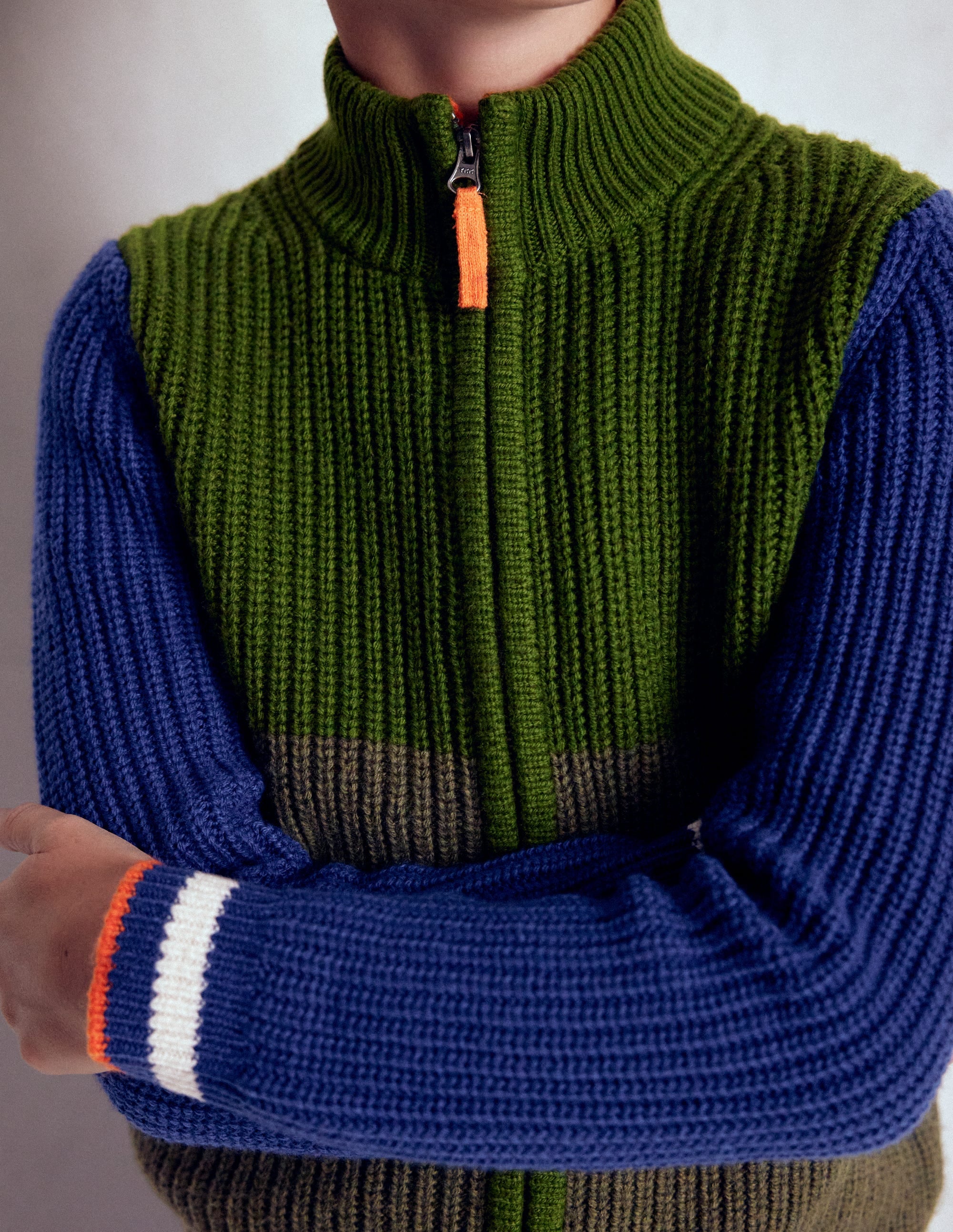 Grobstrickpullover mit Reißverschluss-GRÜN - Image 5
