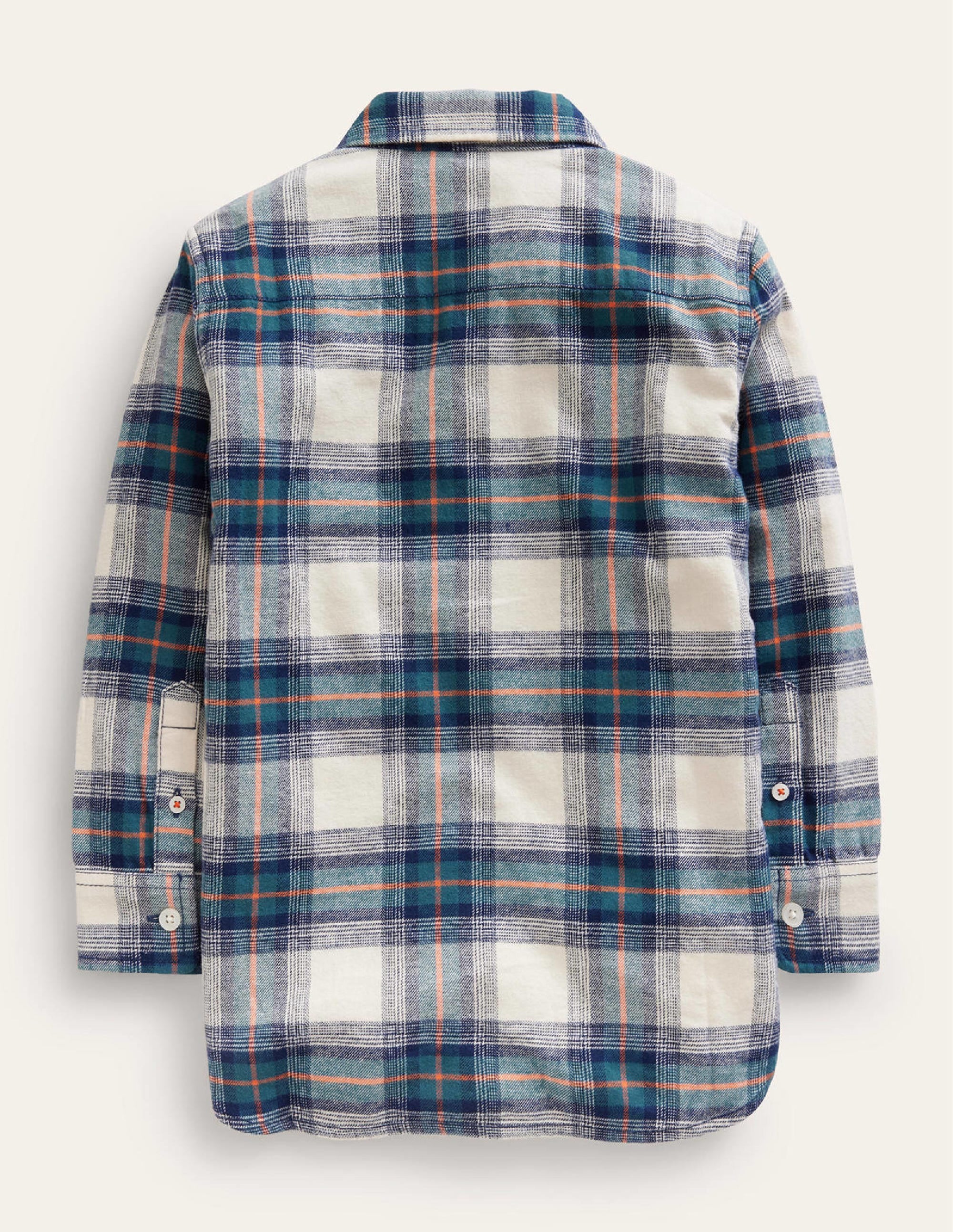 Hemd aus gebürstetem Flanell-Marineblau / Blaugrün / Orange Kariert - Image 2