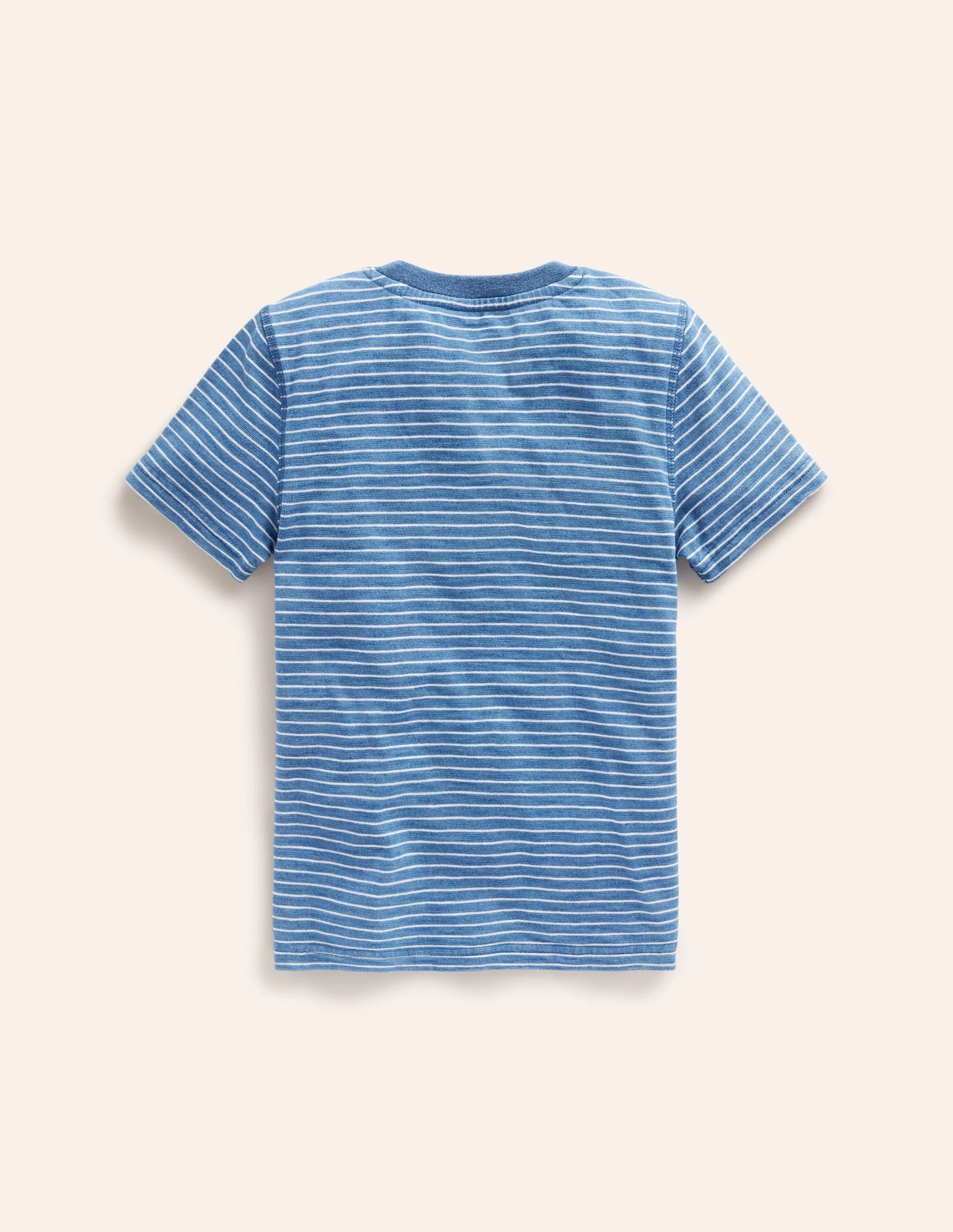 Henley T-Shirt aus gewaschener Baumwolle-Indigo Streifen - Image 2