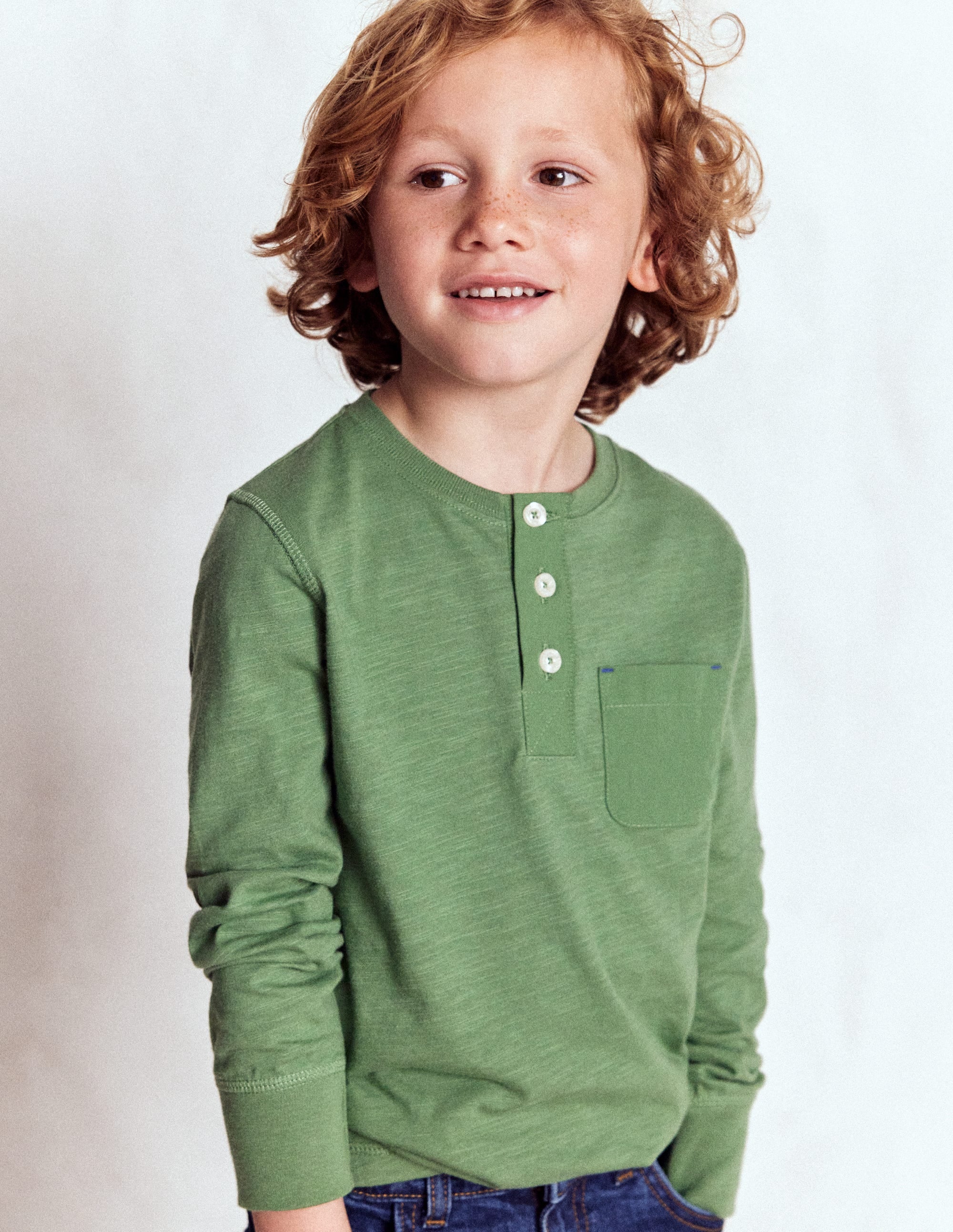 Henley-T-Shirt für den Alltag-Krötengrün
