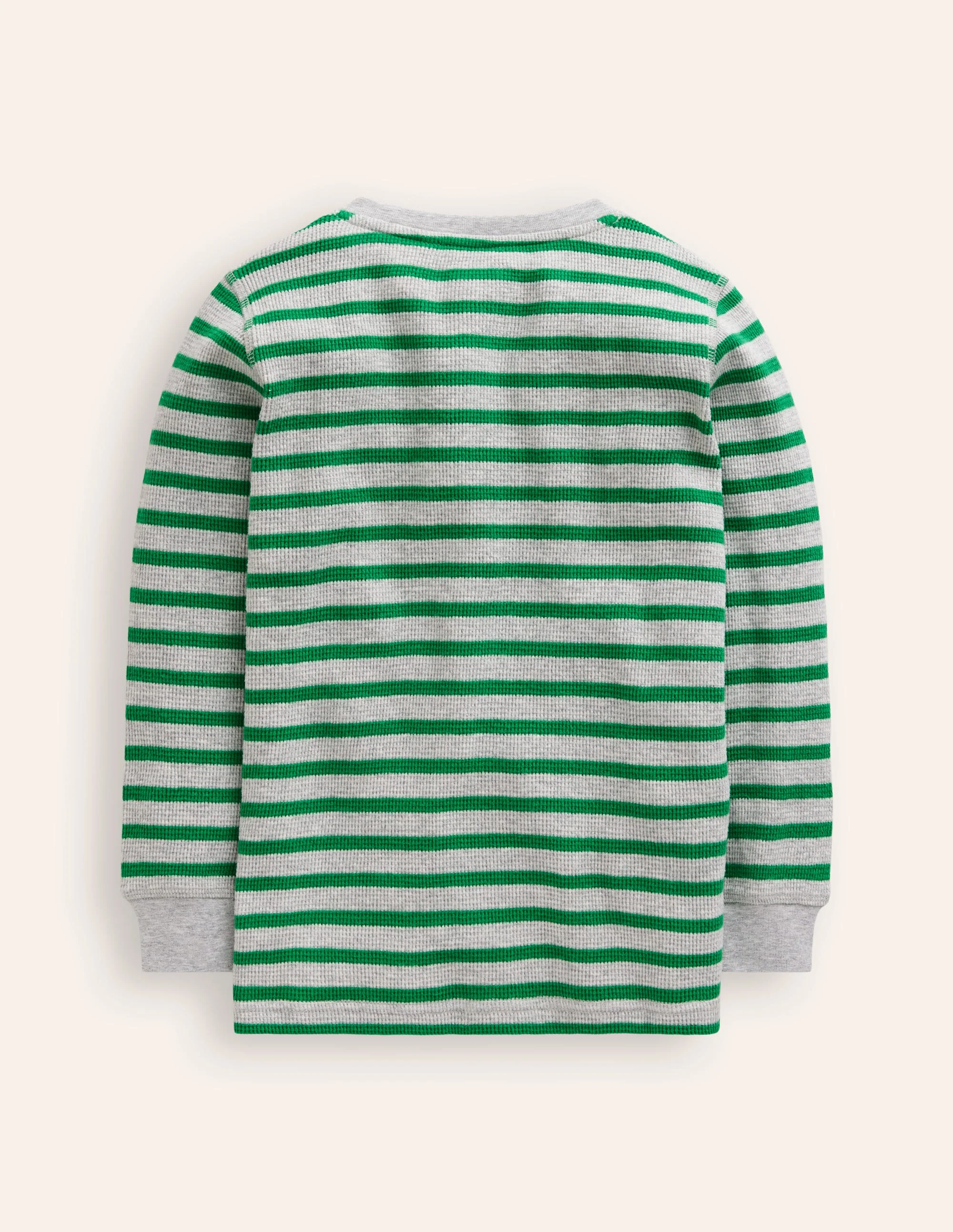Henley-T-Shirt mit Waffelmuster-Hochlandgrün und Grau Meliert - Image 2