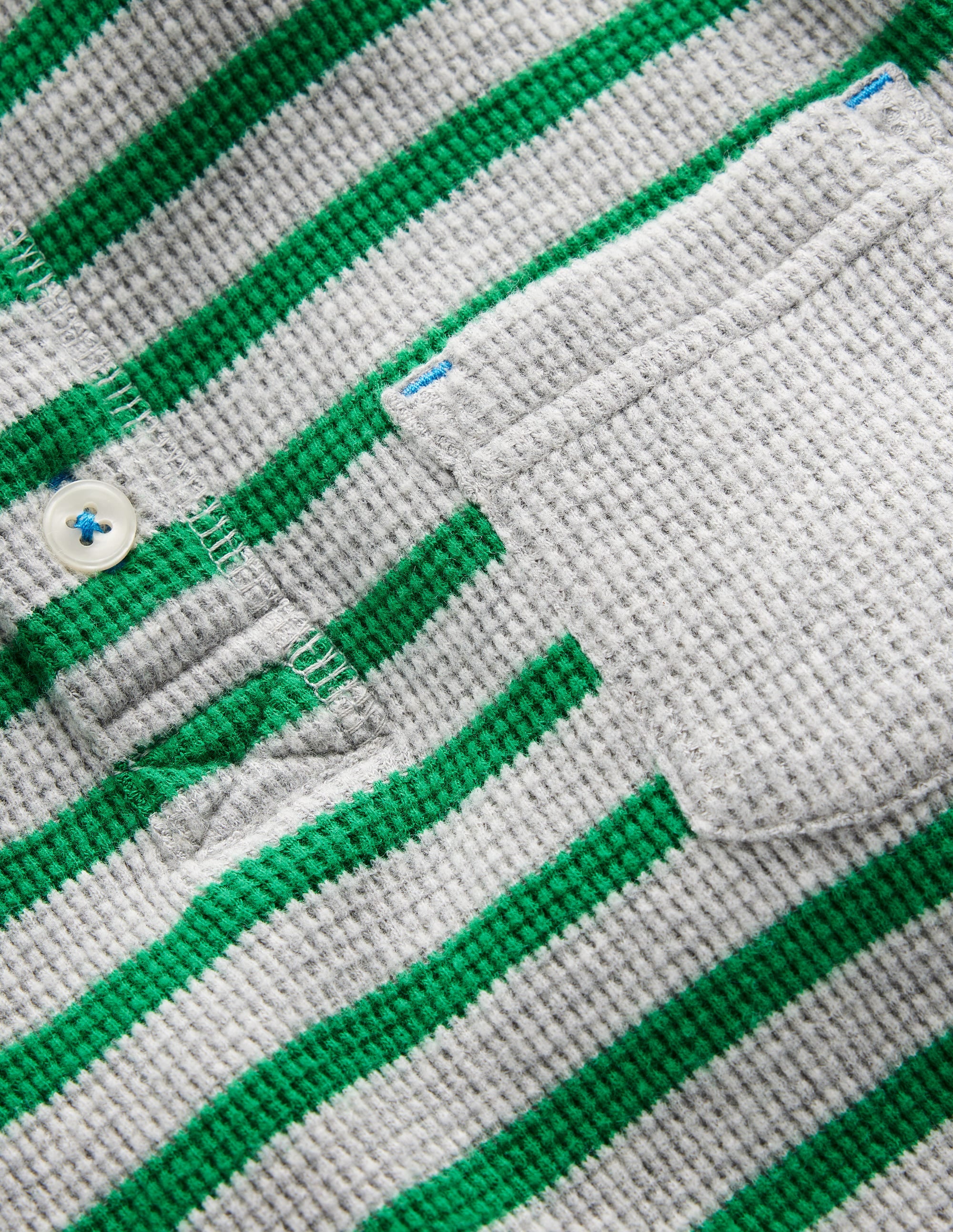 Henley-T-Shirt mit Waffelmuster-Hochlandgrün und Grau Meliert - Image 3