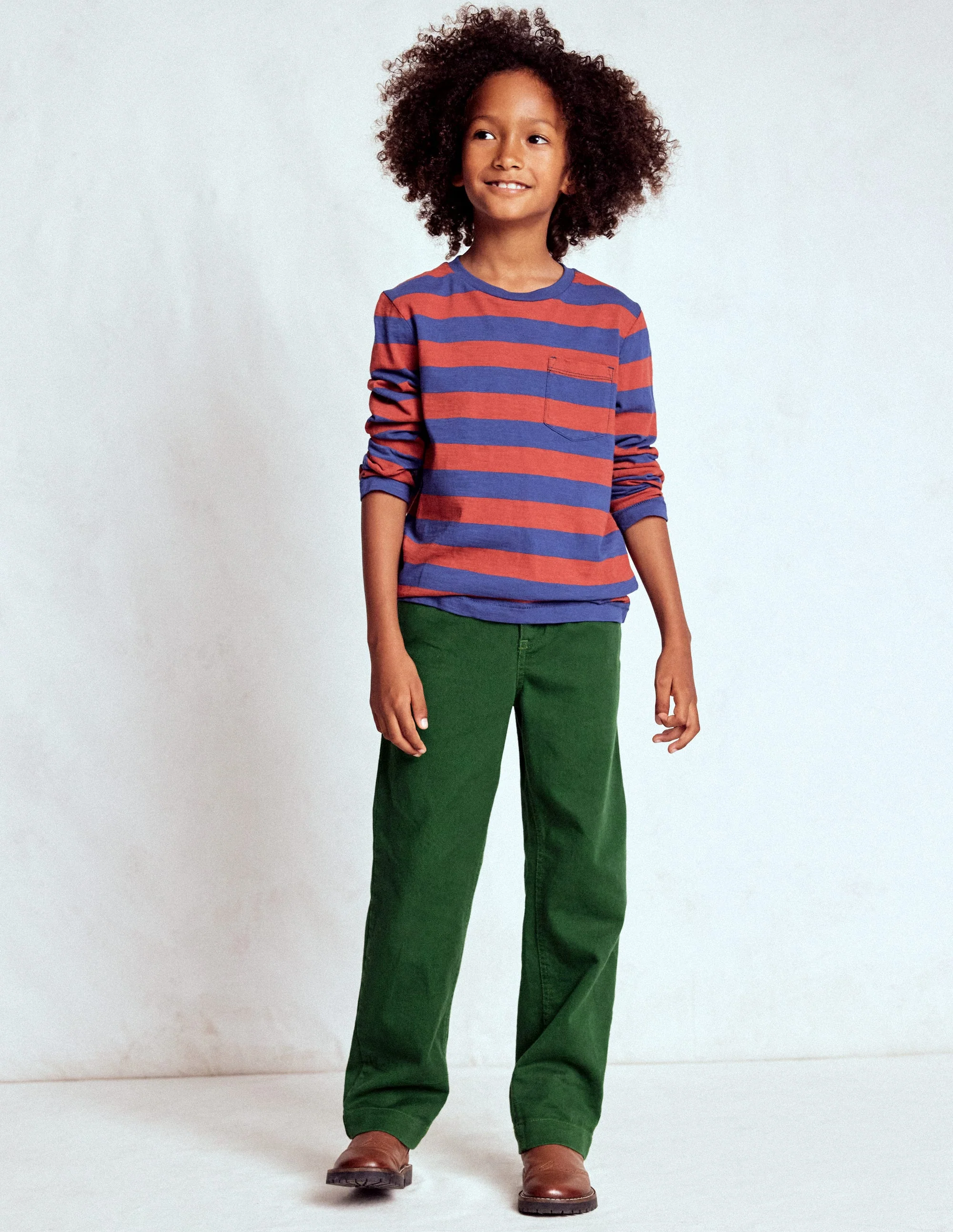 Hose mit geradem Bein für den Alltag-Kieferngrün Twill