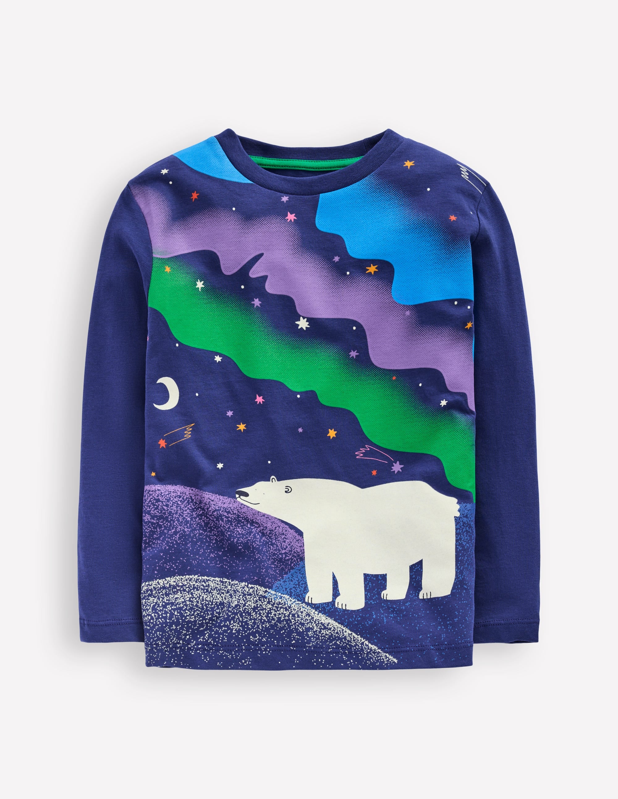 Im Dunkeln leuchtendes Langarmshirt-Dämmerungsblau Nordlichter - Image 3