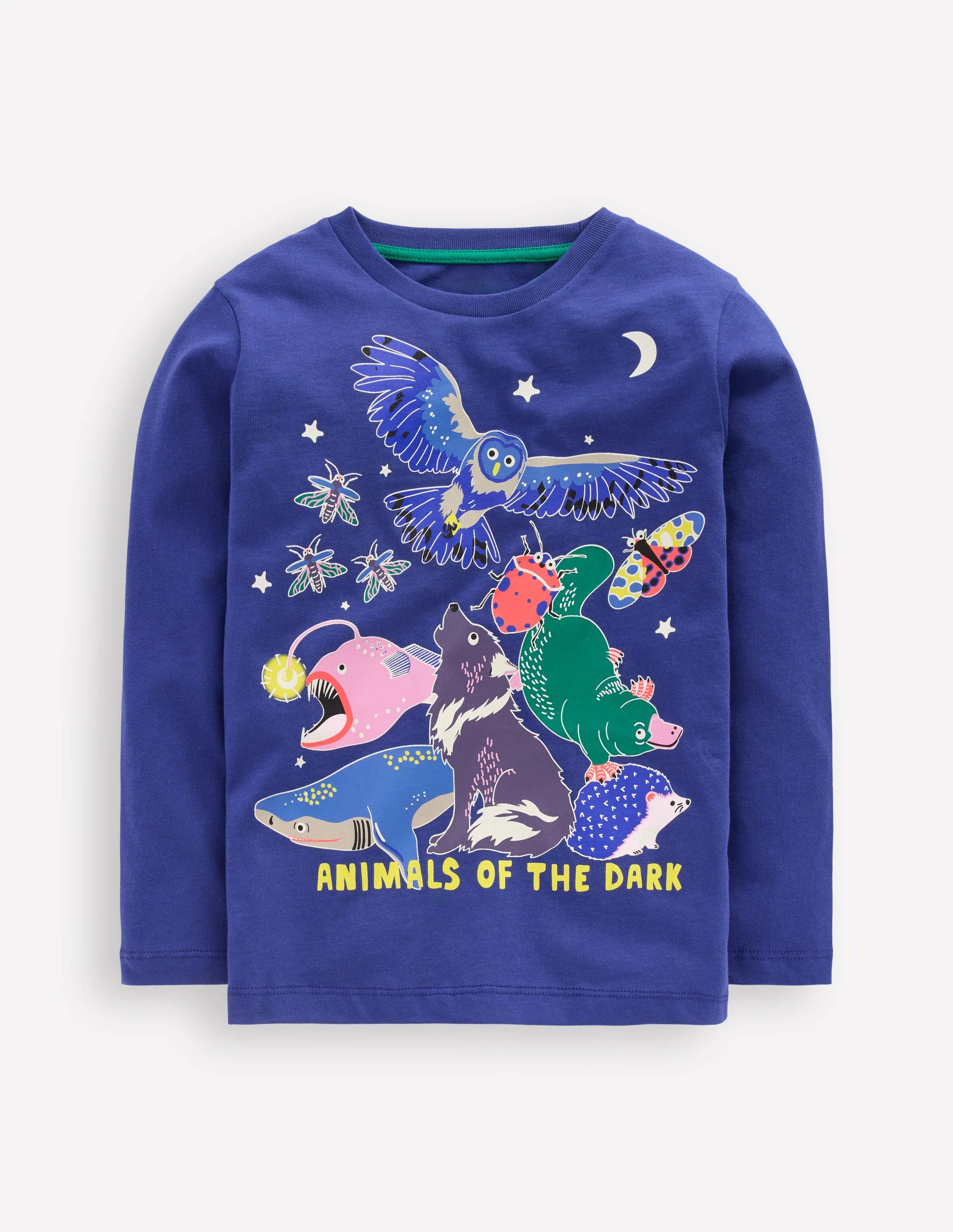 Im Dunkeln leuchtendes Langarmshirt-Mittelalterliches Blau Animals of the dark