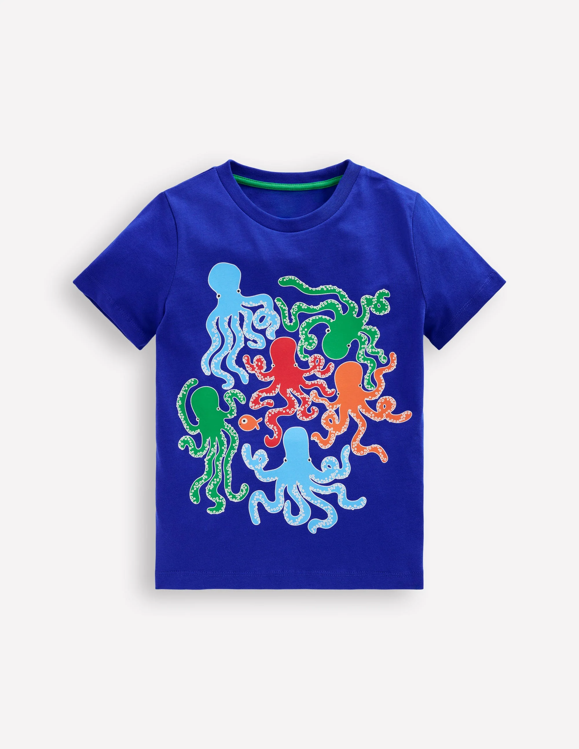 Im Dunkeln leuchtendes T-Shirt-Leuchtendes Blau Tintenfisch
