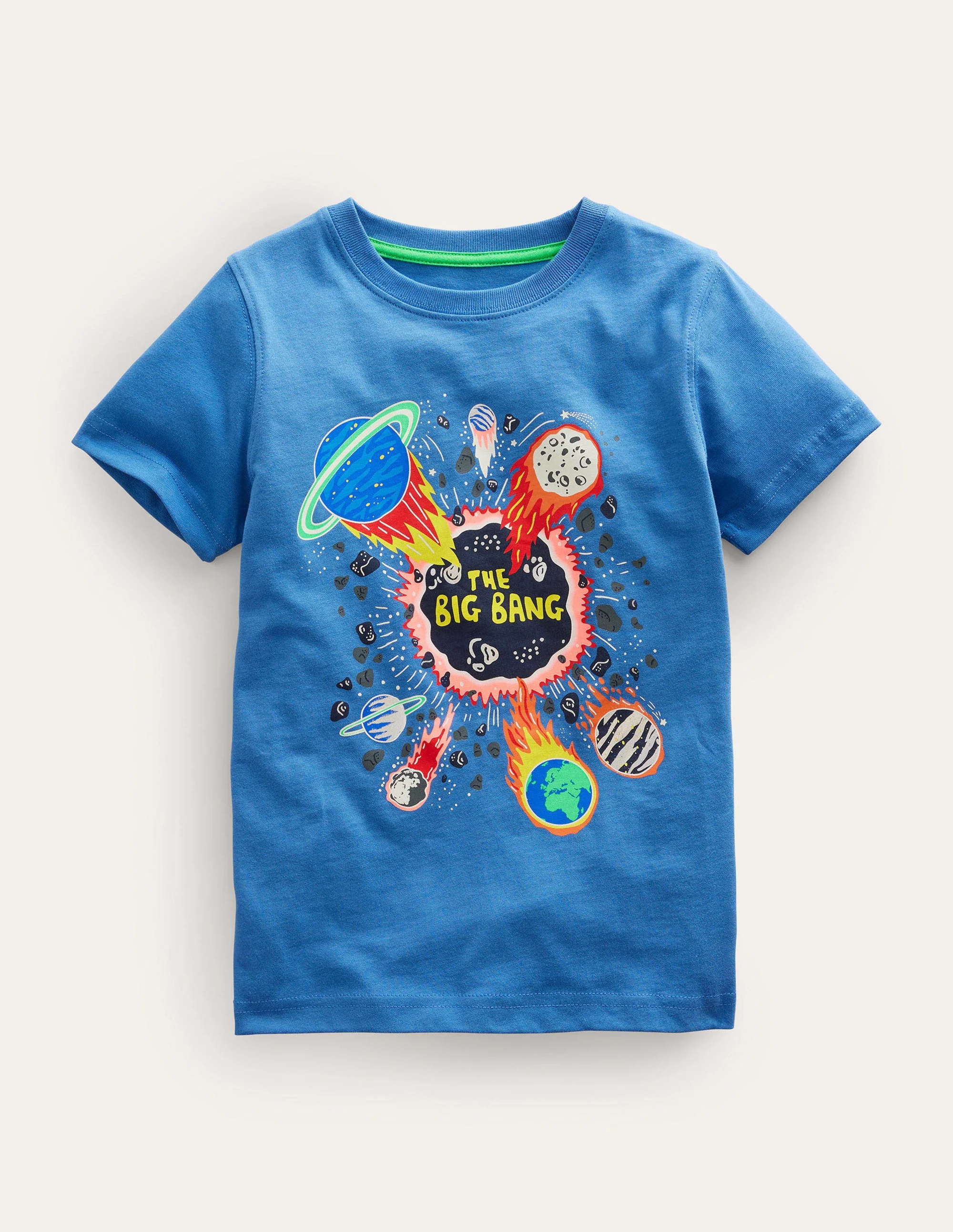 Im Dunkeln leuchtendes T-Shirt mit Spruch-Dunkelblau, Weltall