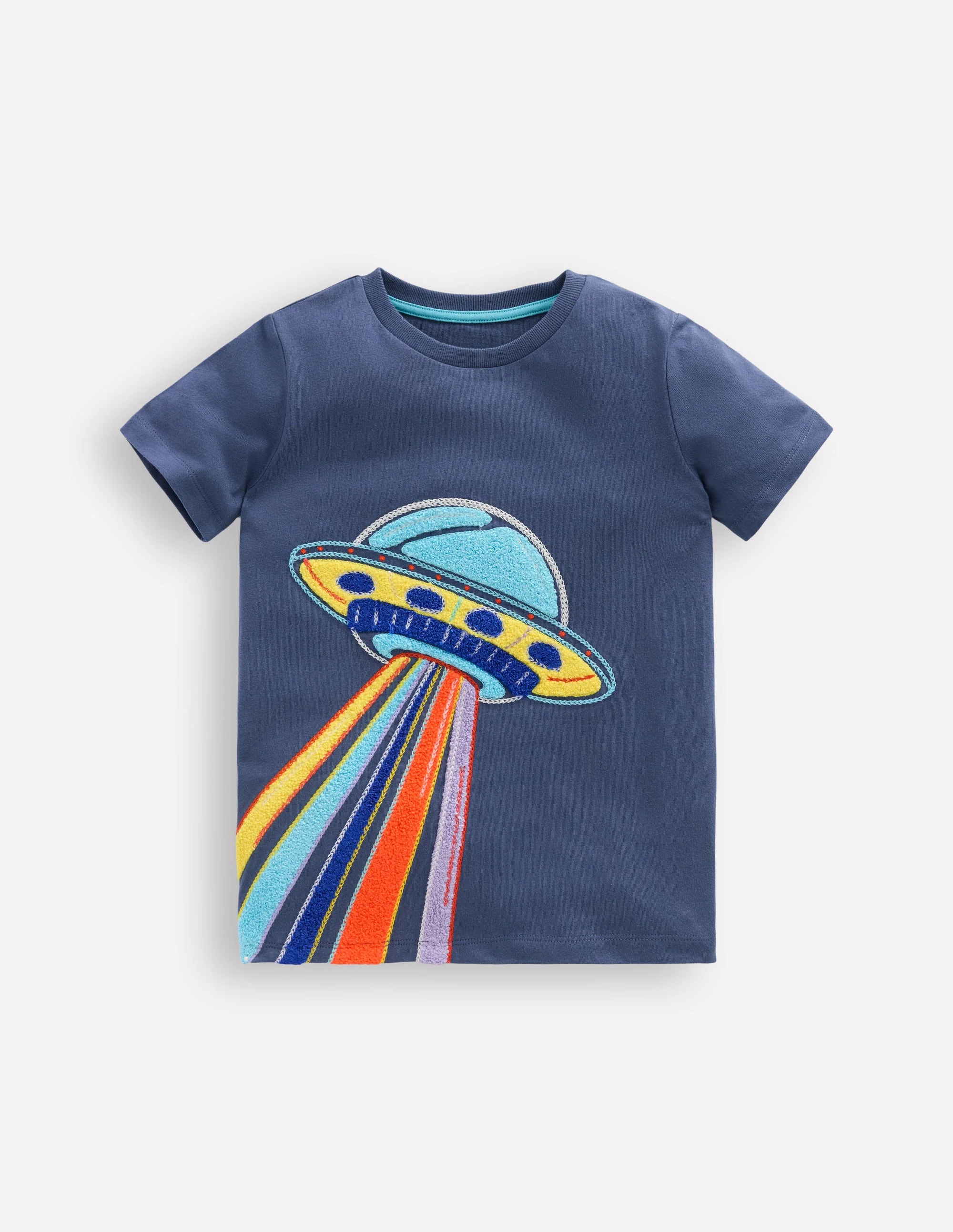 Im Dunkeln leuchtendes T-Shirt mit Superstitch-Roboterblau UFO