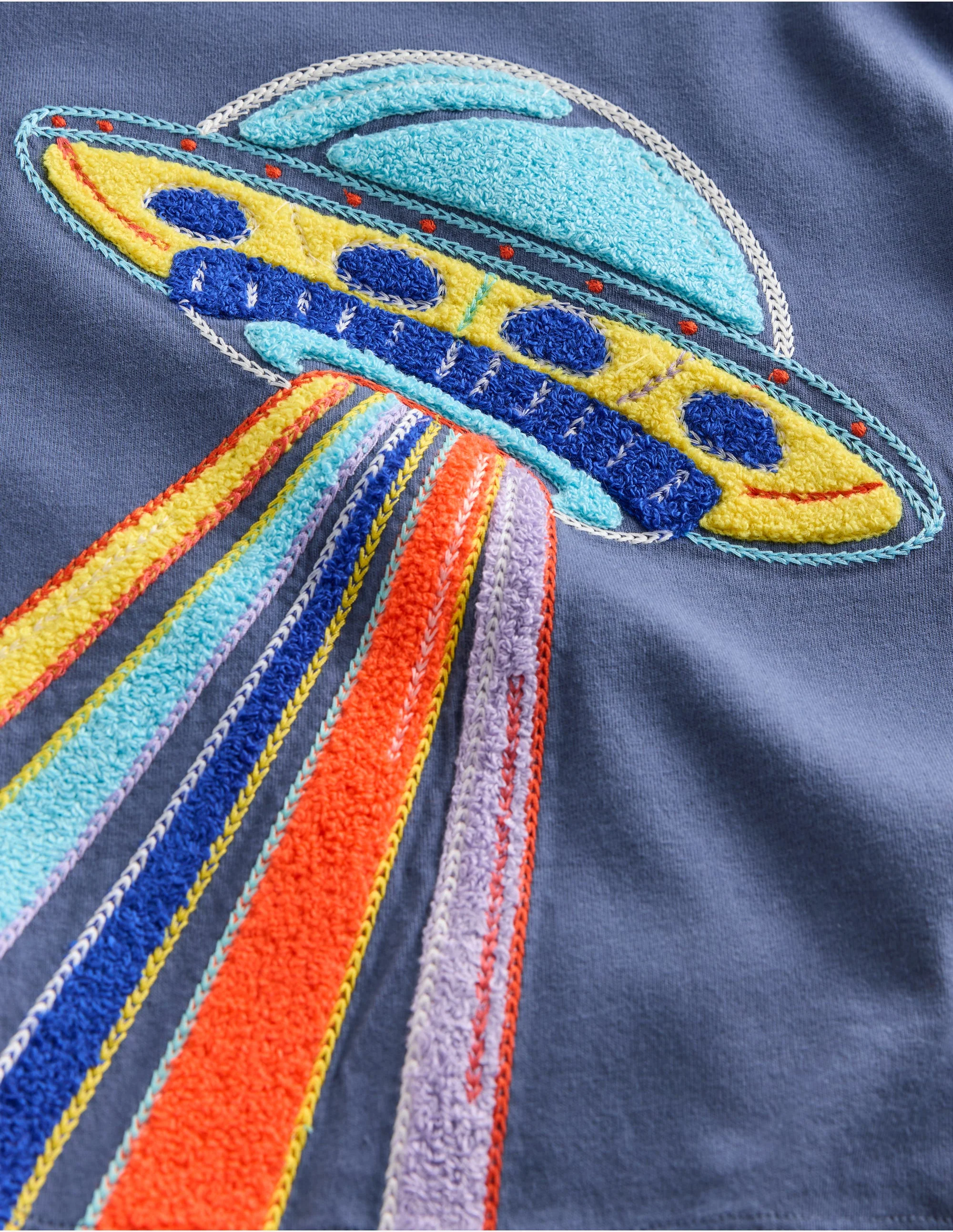 Im Dunkeln leuchtendes T-Shirt mit Superstitch-Roboterblau UFO - Image 3