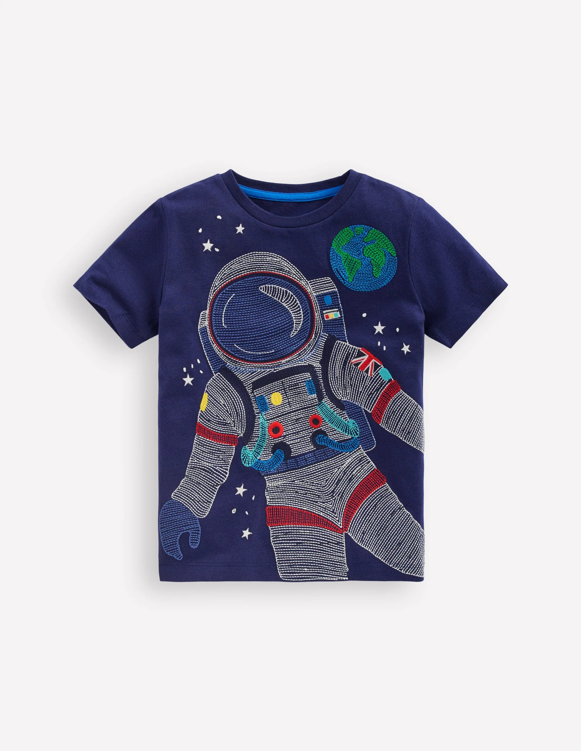 Im Dunkeln leuchtendes T-Shirt mit Superstitch-Schuluniform-Marineblau Raumfahrer