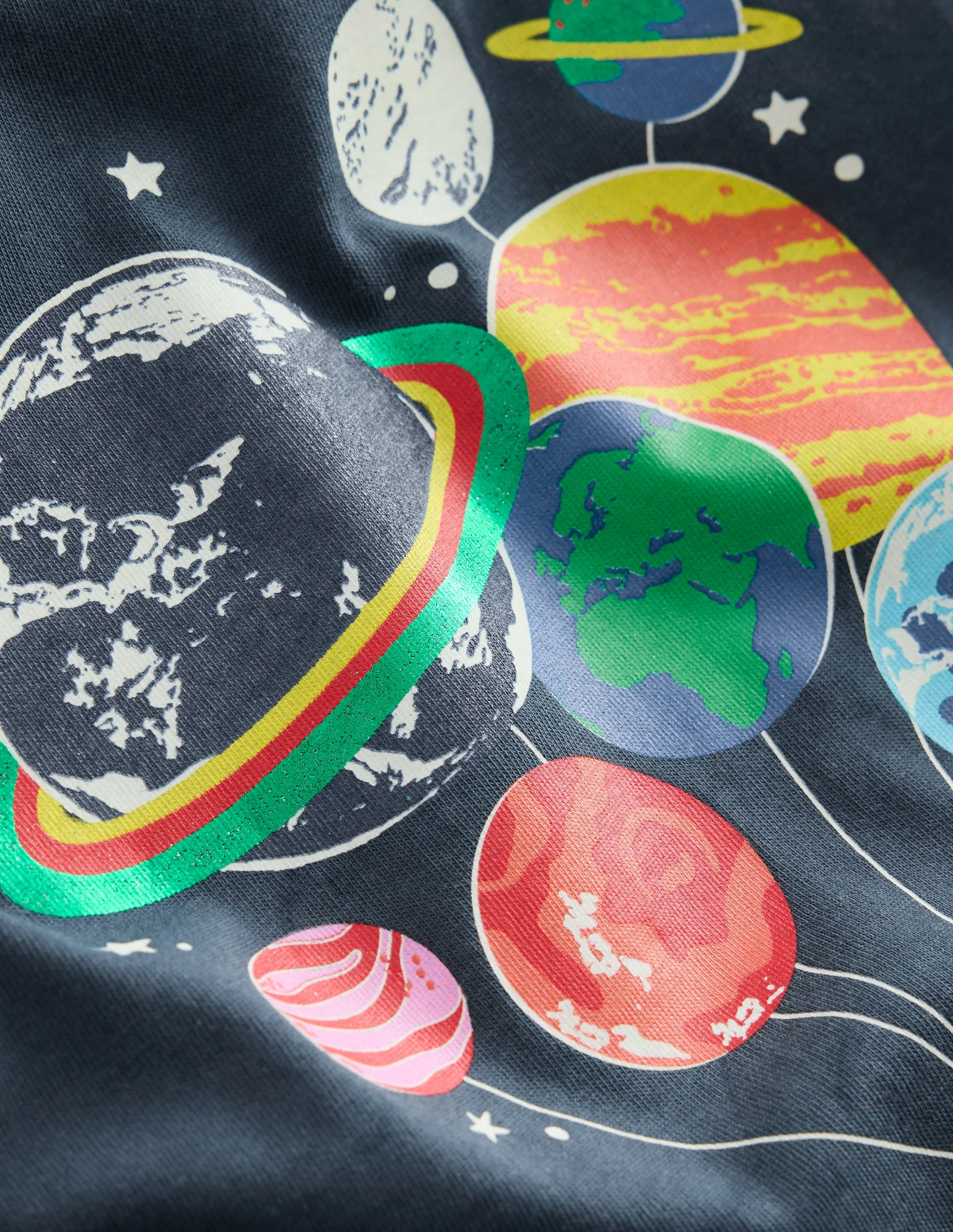 Im Dunkeln leuchtendes T-Shirt-Roboter-Blau Raumfahrer Planeten - Image 3