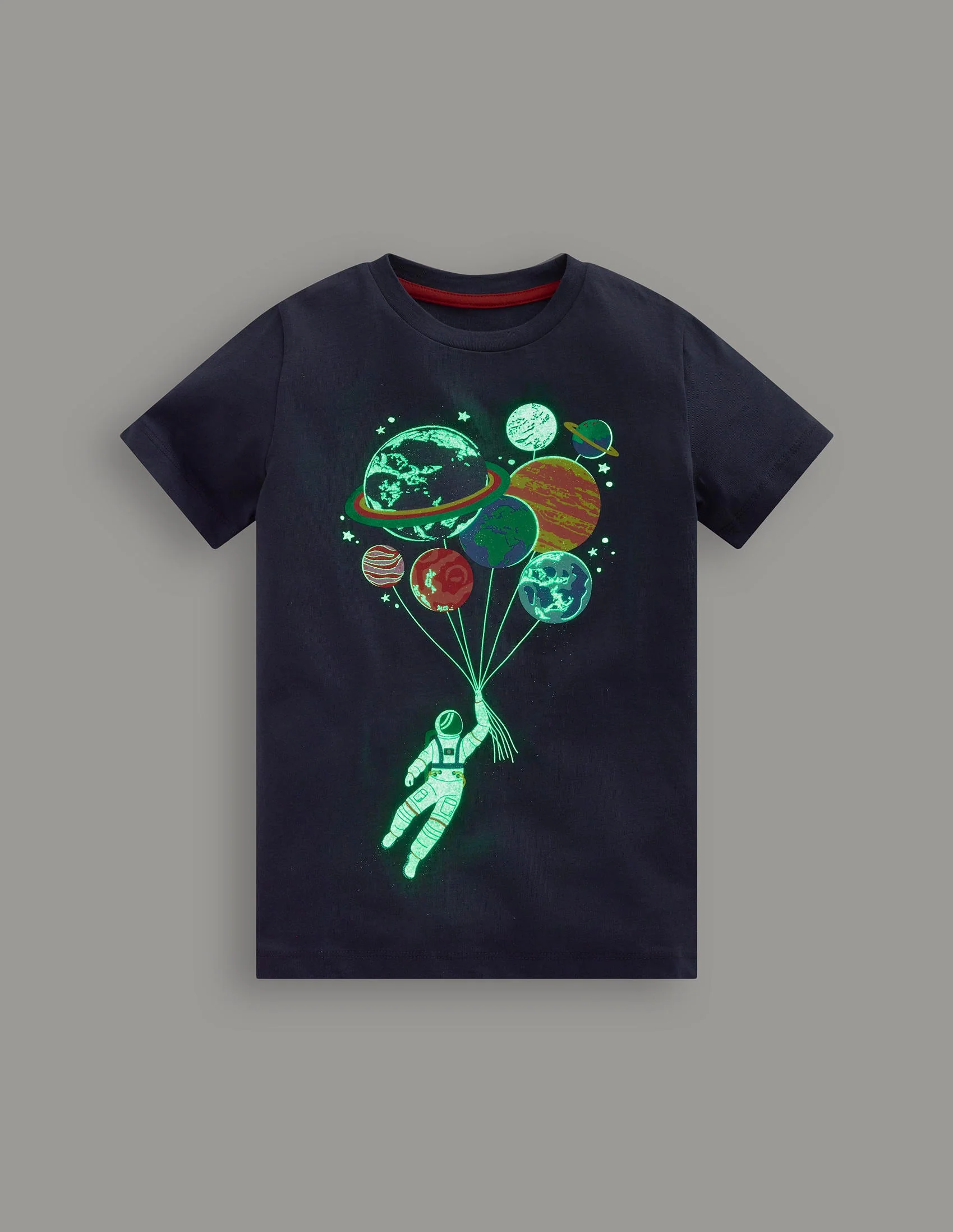 Im Dunkeln leuchtendes T-Shirt-Roboter-Blau Raumfahrer Planeten - Image 4