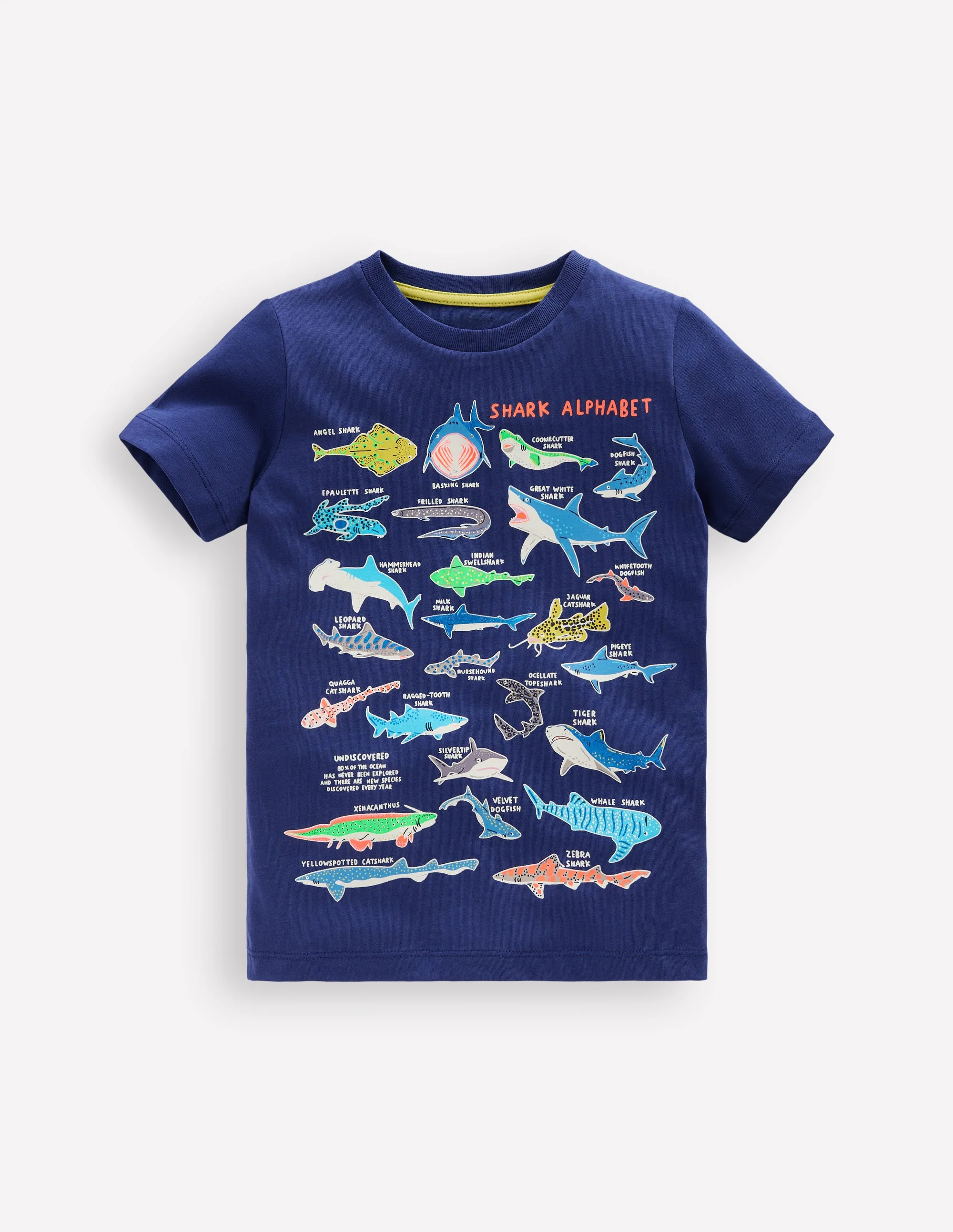 Im Dunkeln leuchtendes T-Shirt-Schuluniform-Navy, Haie