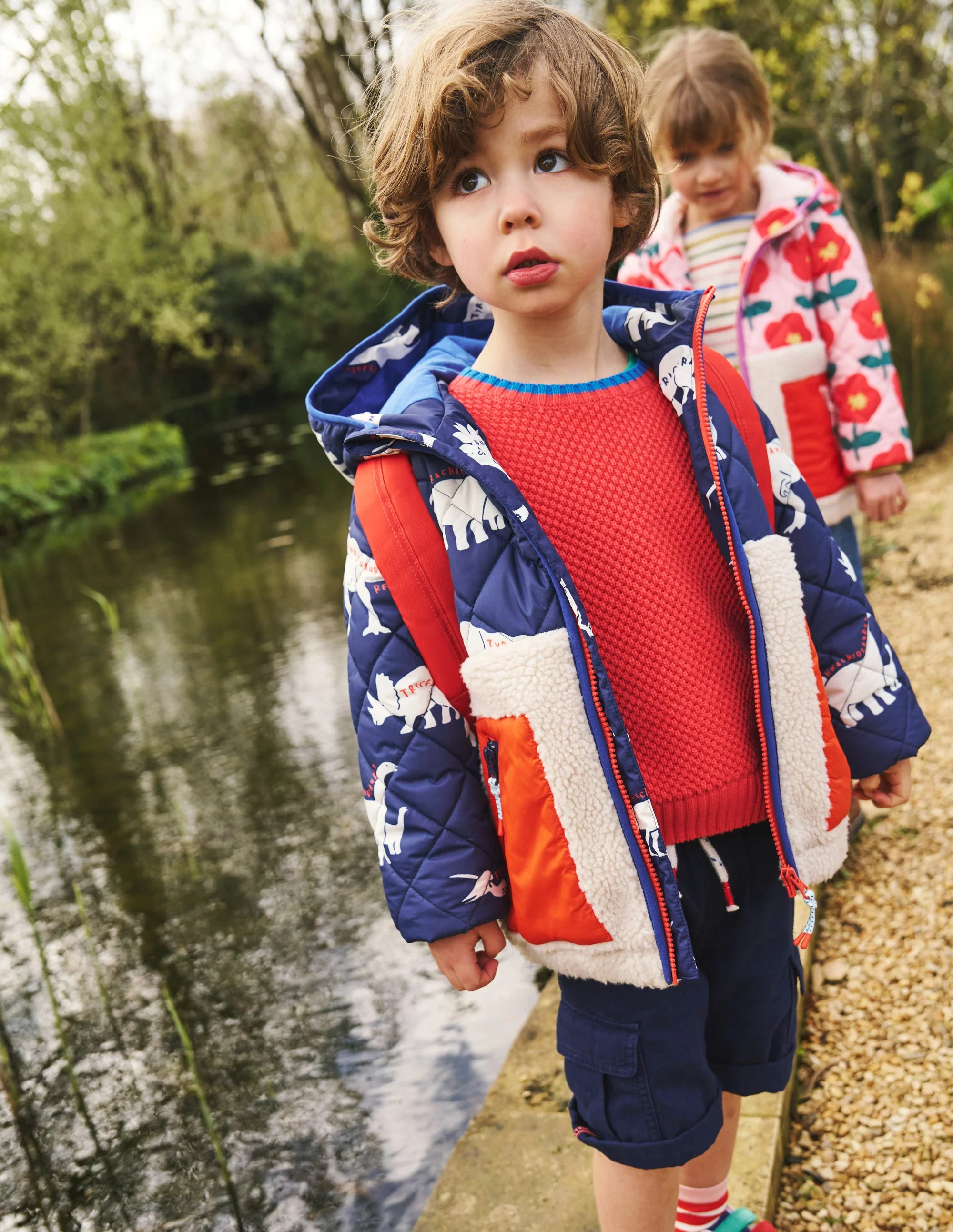 Jacke aus Teddyfell-Mix-Schuluniform-Marineblau Dino/Teddyfell - Image 4